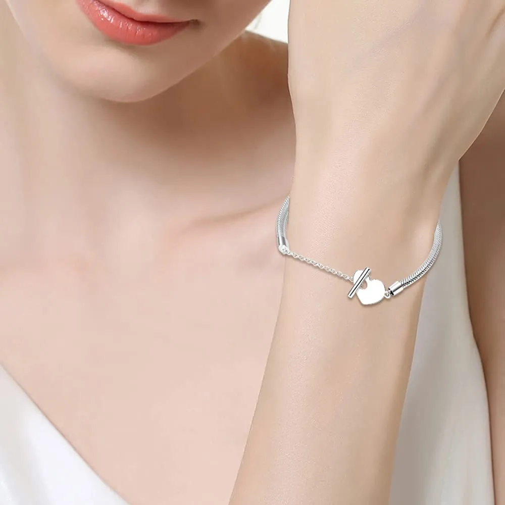 KUNSIR Moments Bracciale Donna in Argento Sterling 925 Snake Compatibile con Pandora 21cm - immagine 4