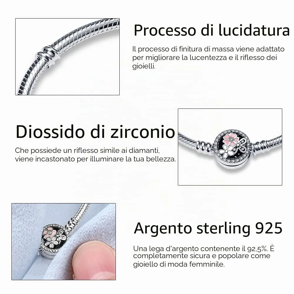 KUNSIR Bracciale Snake in Argento Sterling 925 per Donna, Compatibile con Pandora, 19cm - immagine 3