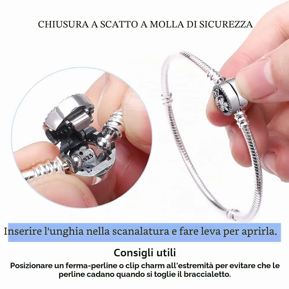 KUNSIR Bracciale Snake in Argento Sterling 925 per Donna, Compatibile con Pandora, 19cm - immagine 4