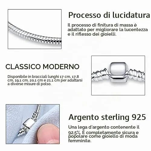 KUNSIR Moments Bracciale Snake in Argento Sterling 925 Compatibile con Pandora, 20cm - immagine 3