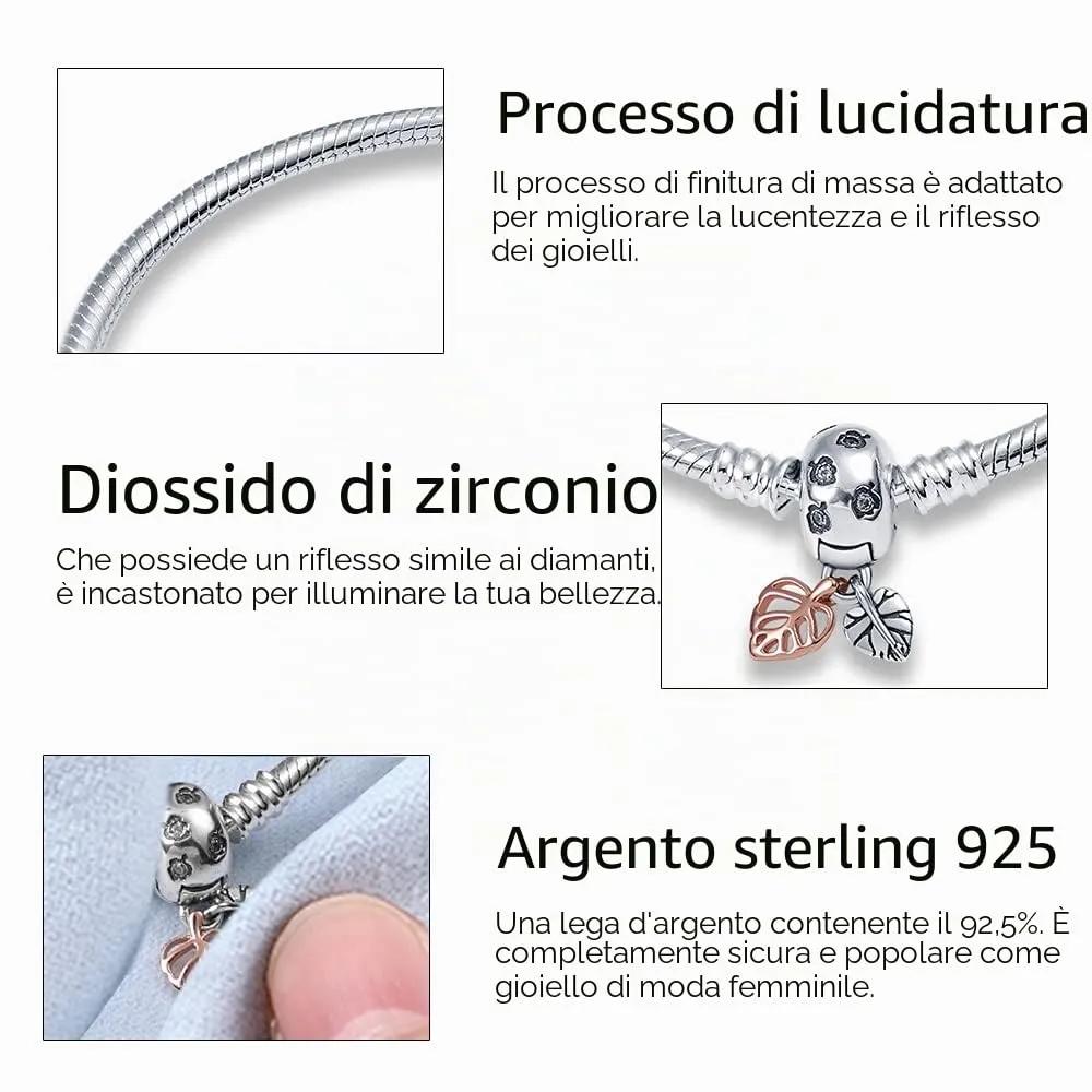 KUNSIR Bracciale Snake in Argento Sterling 925 per Ciondoli, Compatibile con Pandora, 18cm - immagine 3