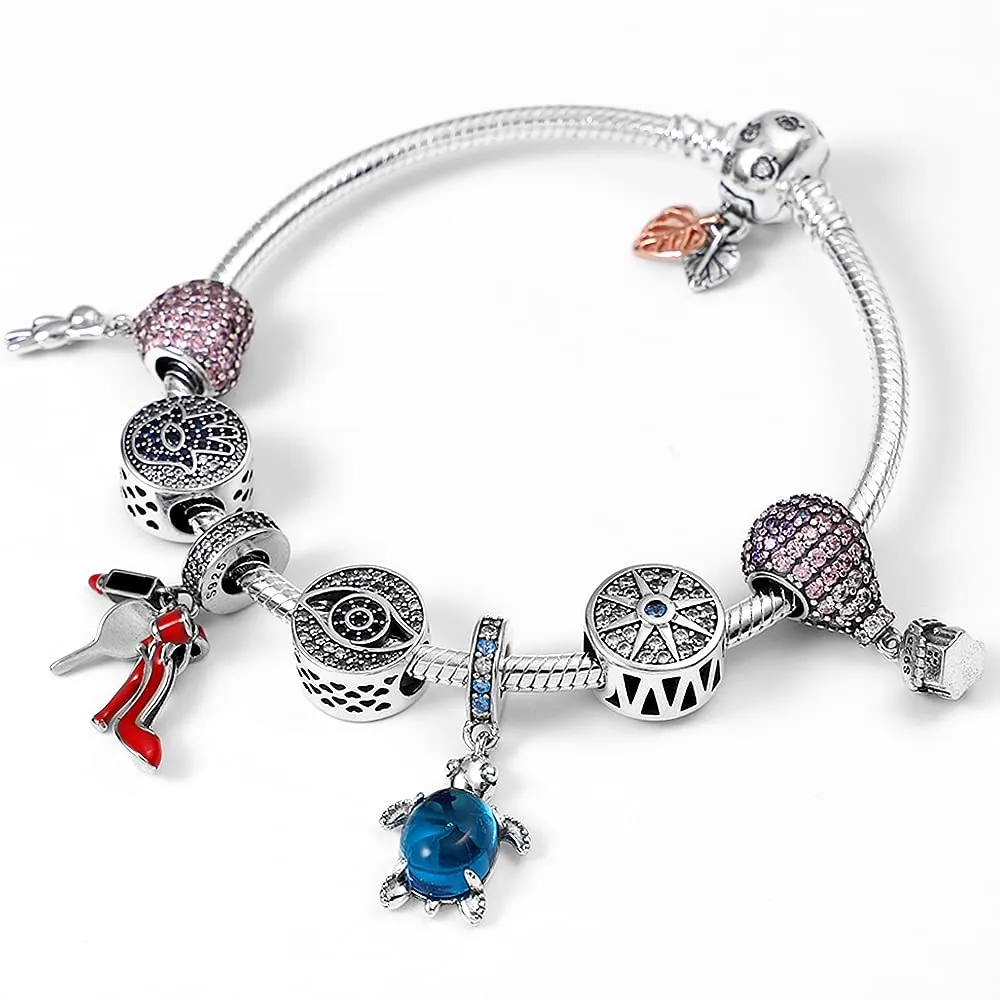 KUNSIR Bracciale Snake in Argento Sterling 925 per Ciondoli, Compatibile con Pandora, 18cm - immagine 5