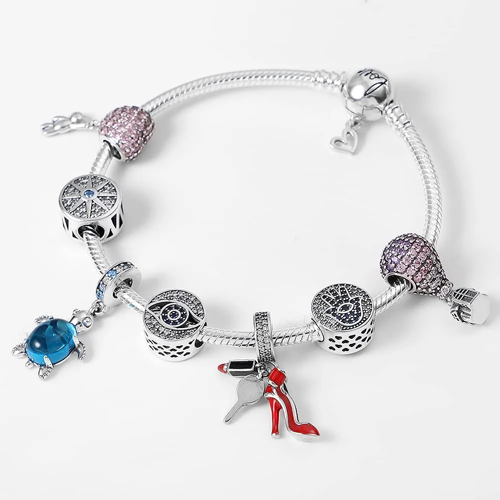 KUNSIR Moments Bracciale Snake in Argento Sterling 925 per Ciondoli, Compatibile con Pandora, 21cm - immagine 6