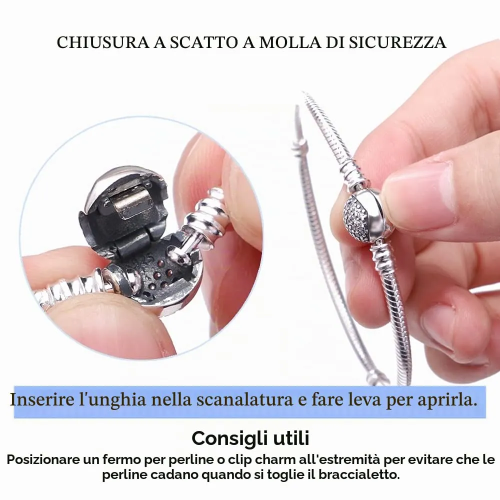 KUNSIR Moments Bracciale Donna in Argento Sterling 925 Snake, Compatibile con Pandora, 20cm - immagine 4