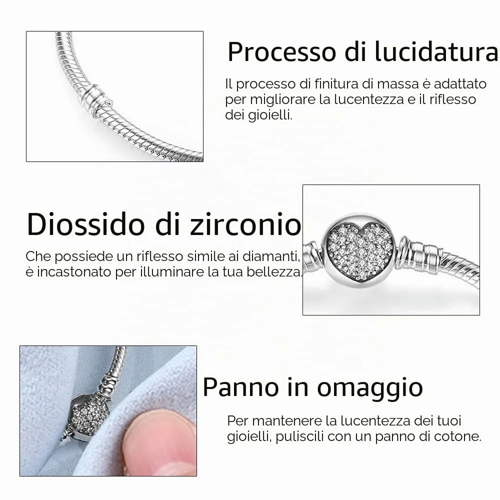 KUNSIR Moments Bracciale Donna in Argento Sterling 925 Snake, Compatibile con Pandora, 20cm - immagine 5