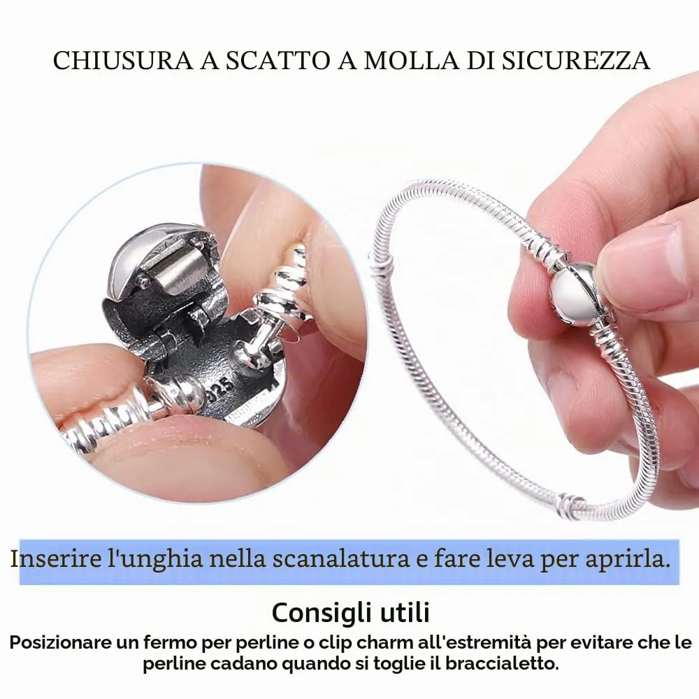 KUNSIR Bracciale Snake in Argento Sterling 925 per Donna, Compatibile con Pandora, 19cm - immagine 3