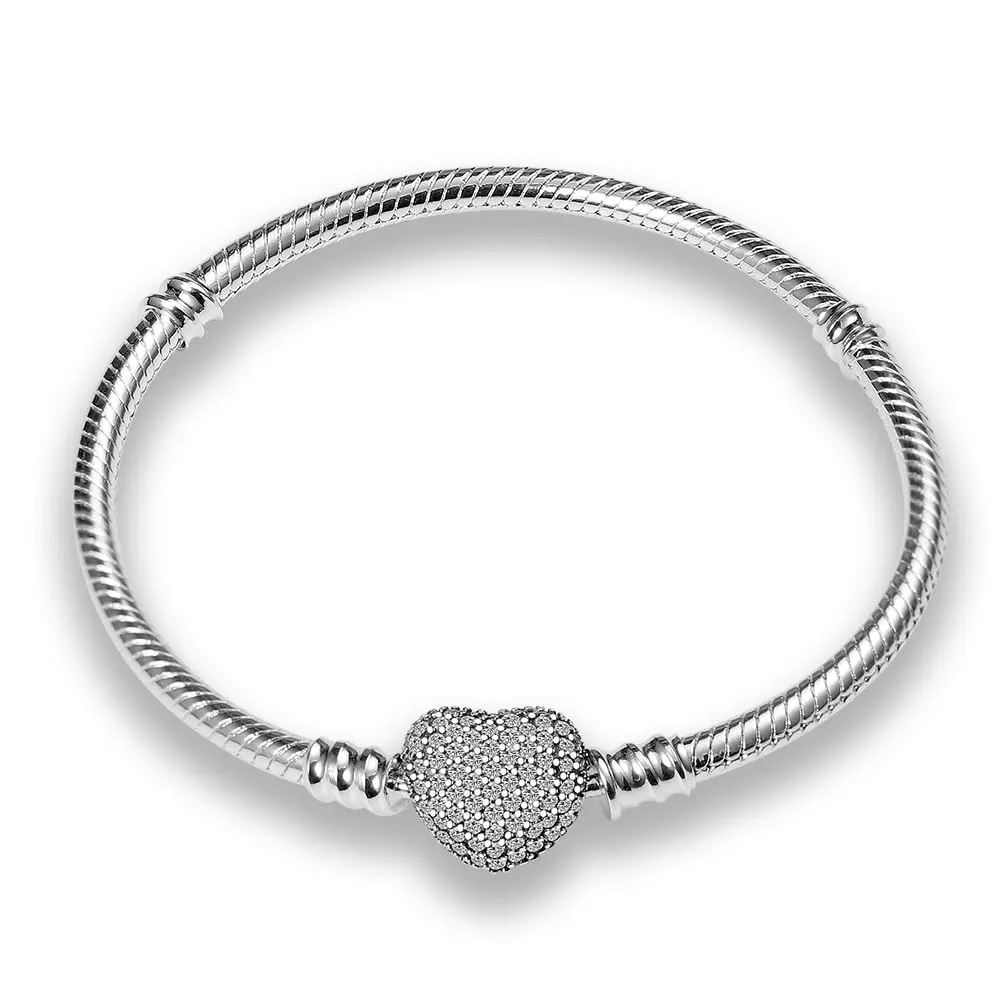KUNSIR Moments Bracciale Donna in Argento Sterling 925 Snake, Compatibile con Pandora, 17cm - immagine 1
