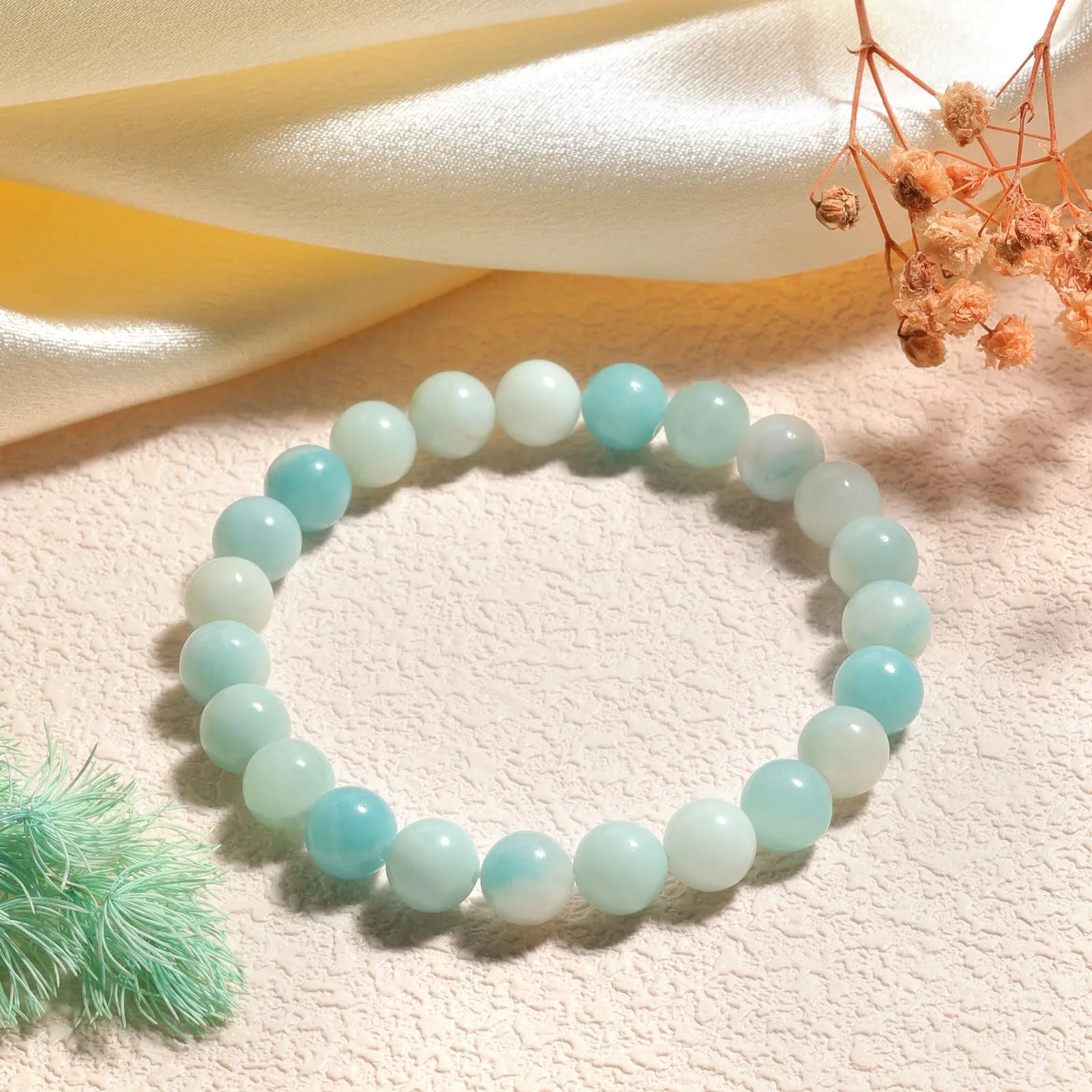 Landorilo Bracciale in Pietre Naturali Amazzonite Blu, 19 cm - immagine 3