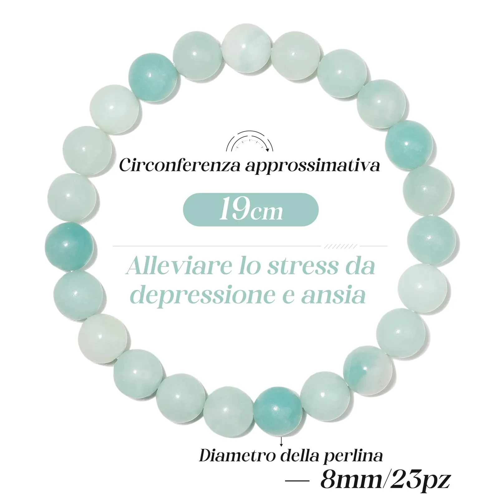 Landorilo Bracciale in Pietre Naturali Amazzonite Blu, 19 cm - immagine 4