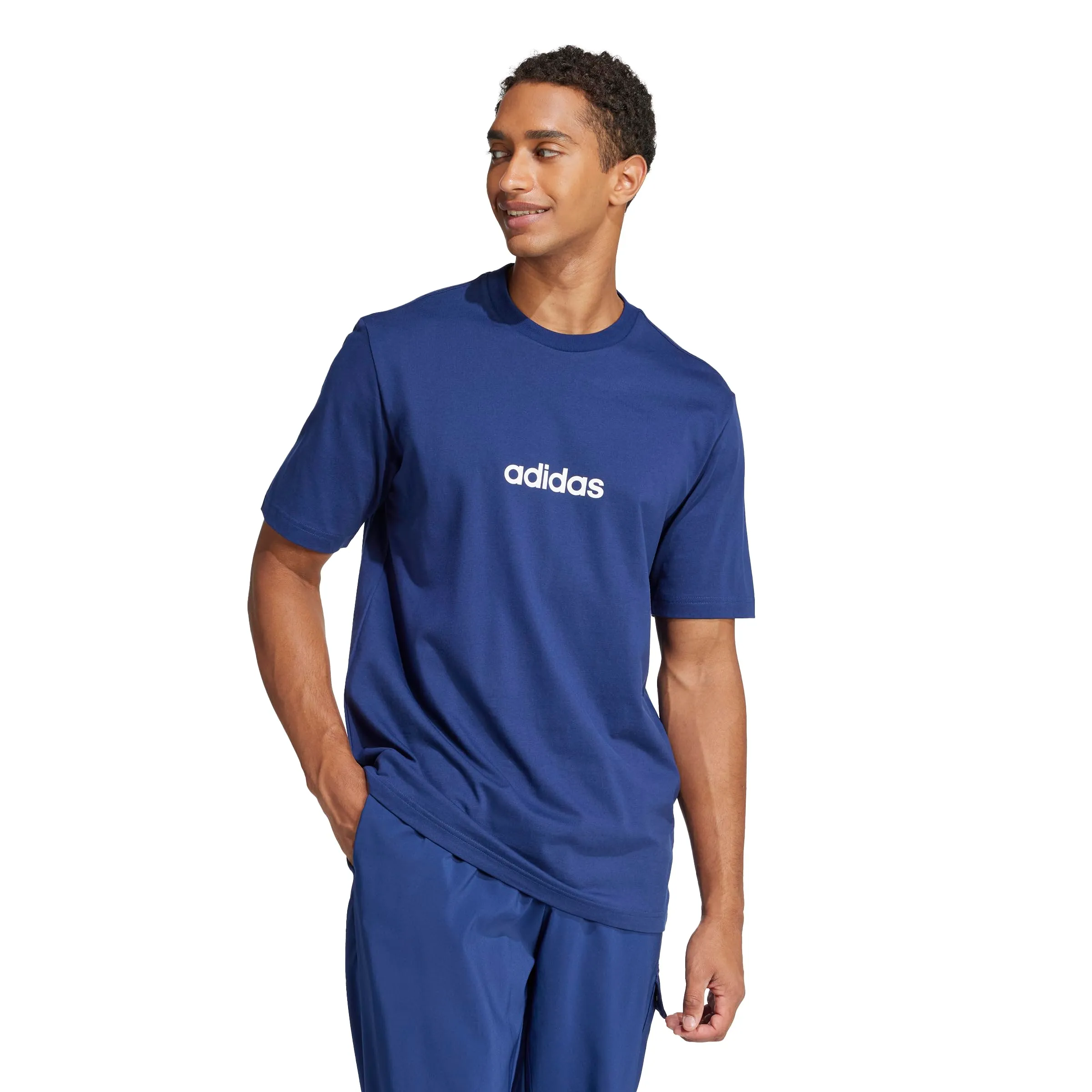 Adidas Essentials Linear Single Maglietta in Jersey da Uomo, S - immagine 1