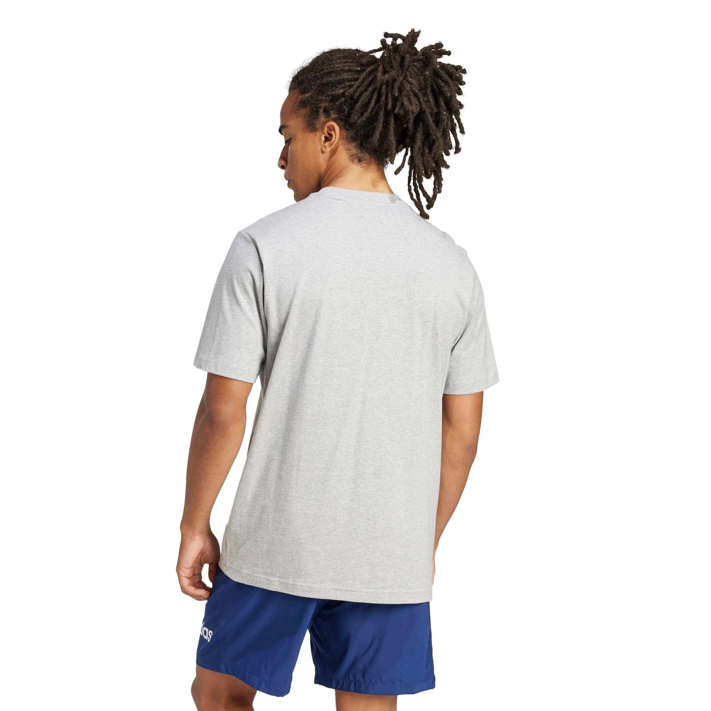 Adidas Originals Essentials Linear Single Jersey T-Shirt - Grey Mélange/Black - XL - immagine 3