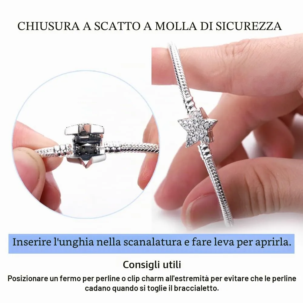 KUNSIR Moments Bracciale Donna in Argento Sterling 925 Snake, Compatibile con Pandora, 17cm - immagine 4