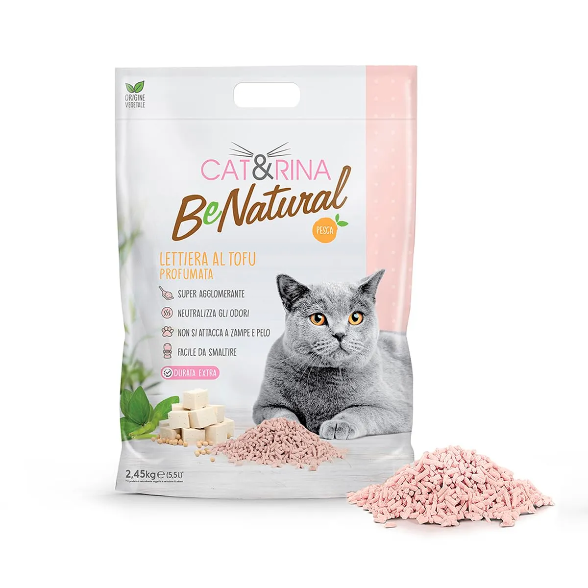 Cat&Rina BeNatural Lettiera per Gatti al Tofu, 5,5L, 6 pezzi - immagine 2