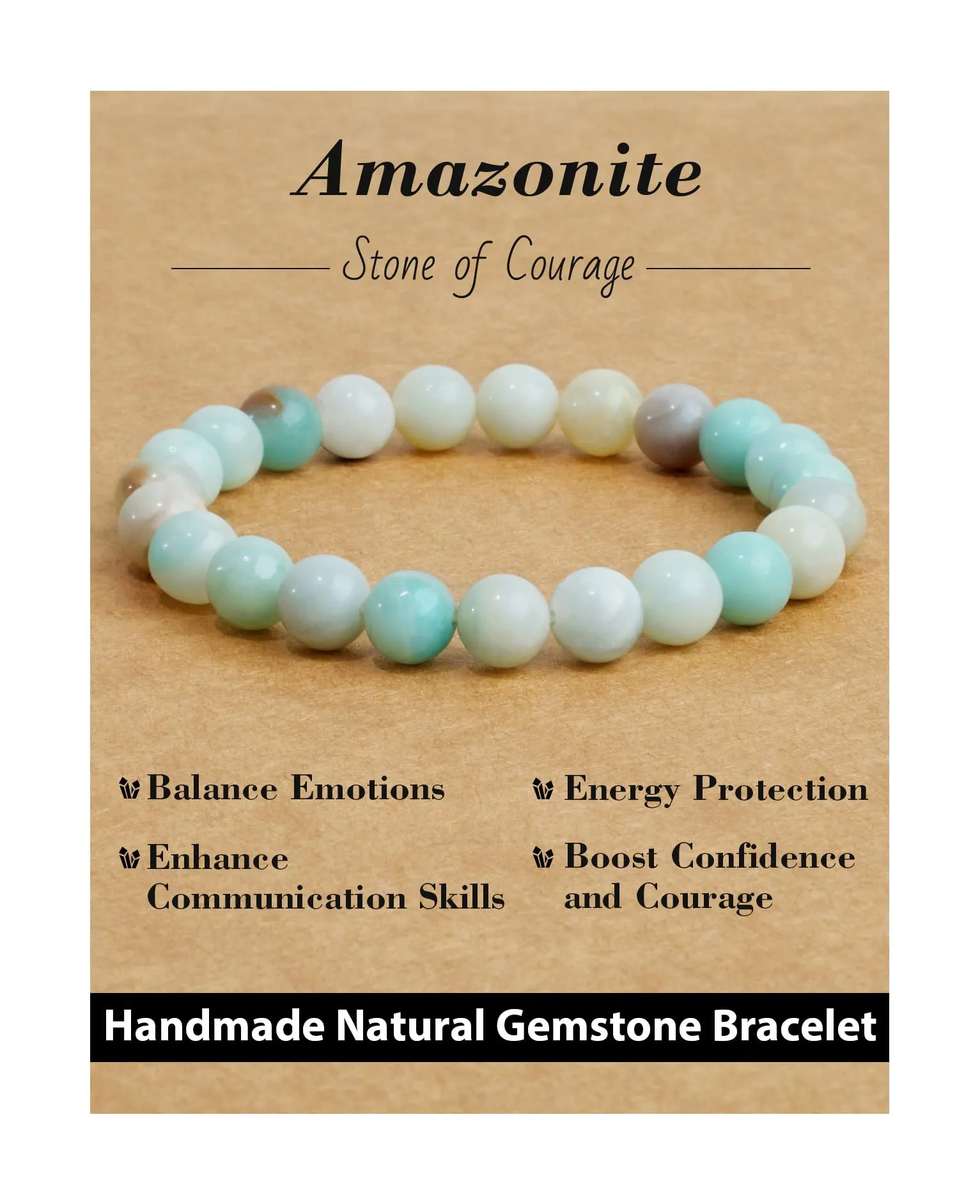 Landorilo Bracciale in Pietre Naturali Amazzonite per Donna e Uomo - immagine 1