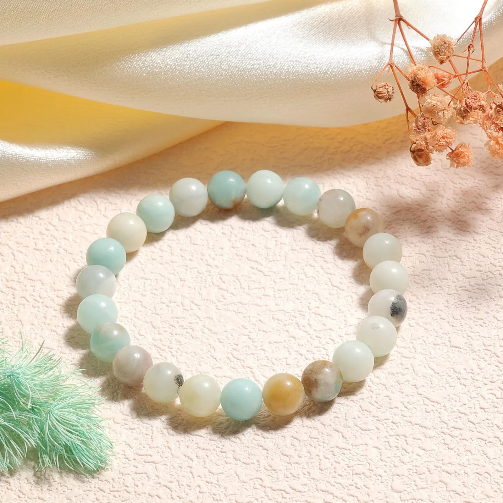Landorilo Bracciale in Pietre Naturali Amazzonite per Donna e Uomo - immagine 3