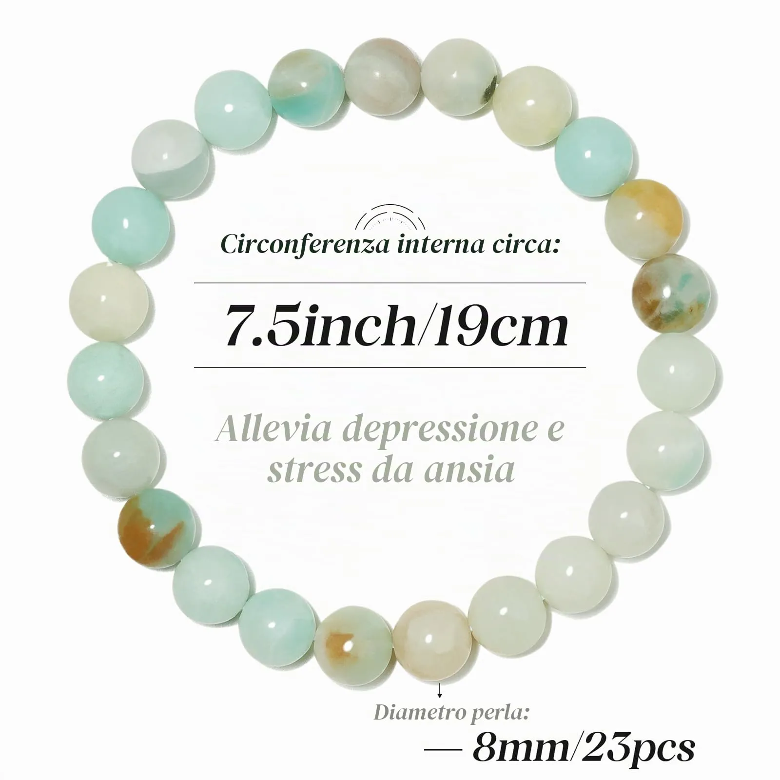 Landorilo Bracciale in Pietre Naturali Amazzonite per Donna e Uomo - immagine 4
