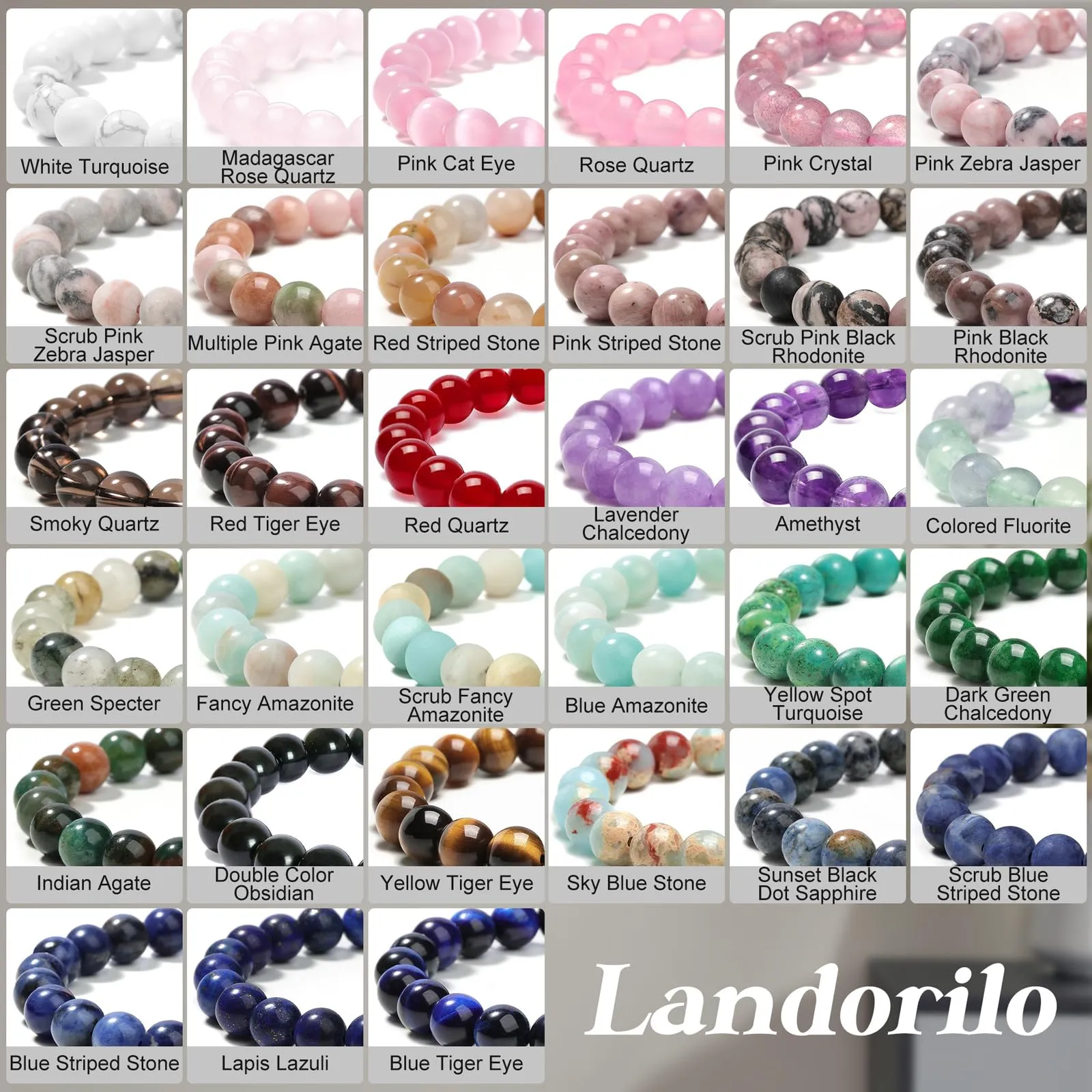 Landorilo Bracciale in Pietre Naturali Amazzonite per Donna e Uomo - immagine 7