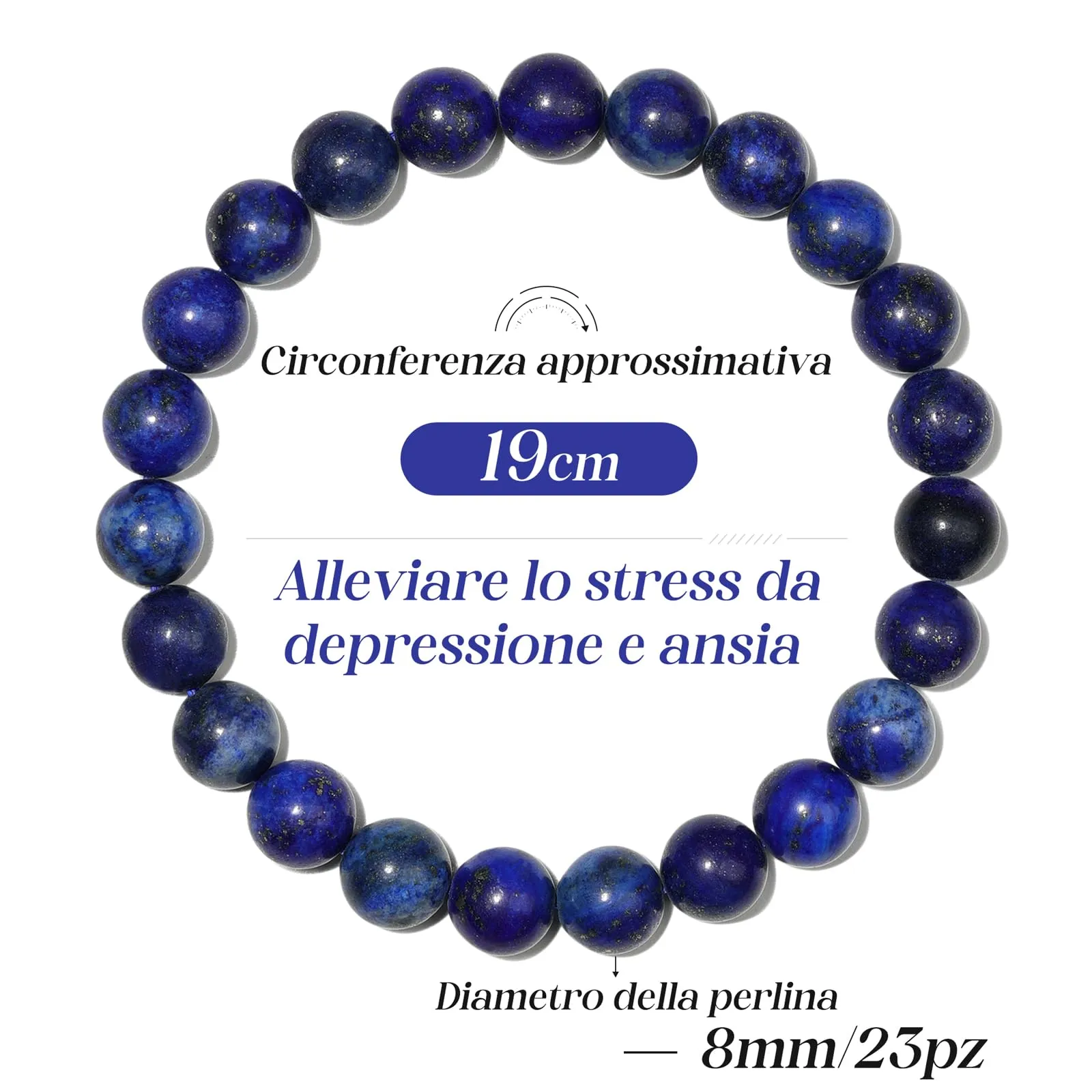 Landorilo Bracciale in Pietre Naturali Lapislazzuli per Donna e Uomo - immagine 4