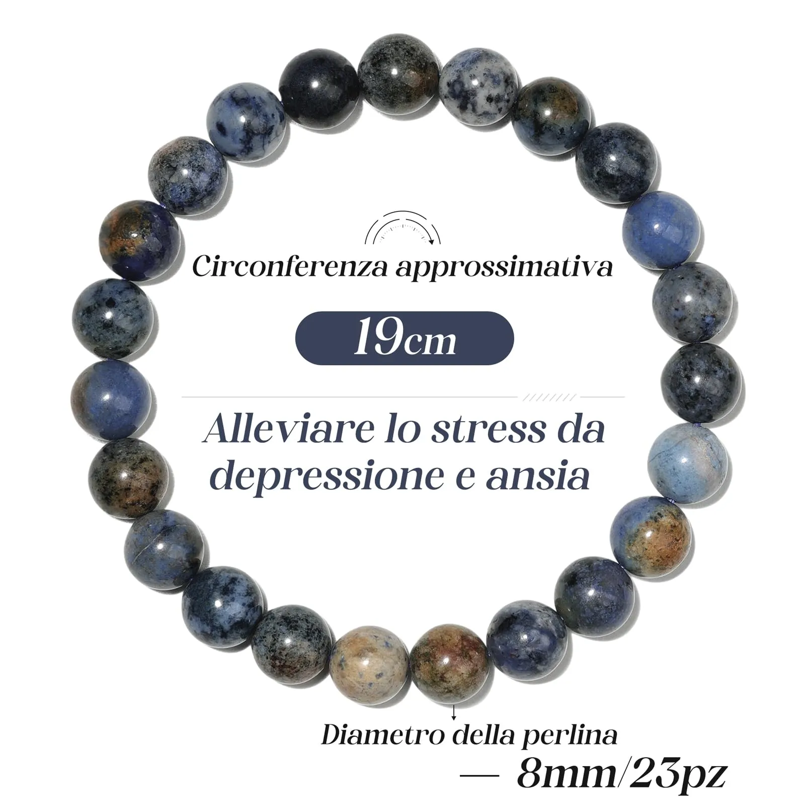 Landorilo Bracciale in Pietre Naturali Zaffiro Sunset Black, 19 cm - immagine 4