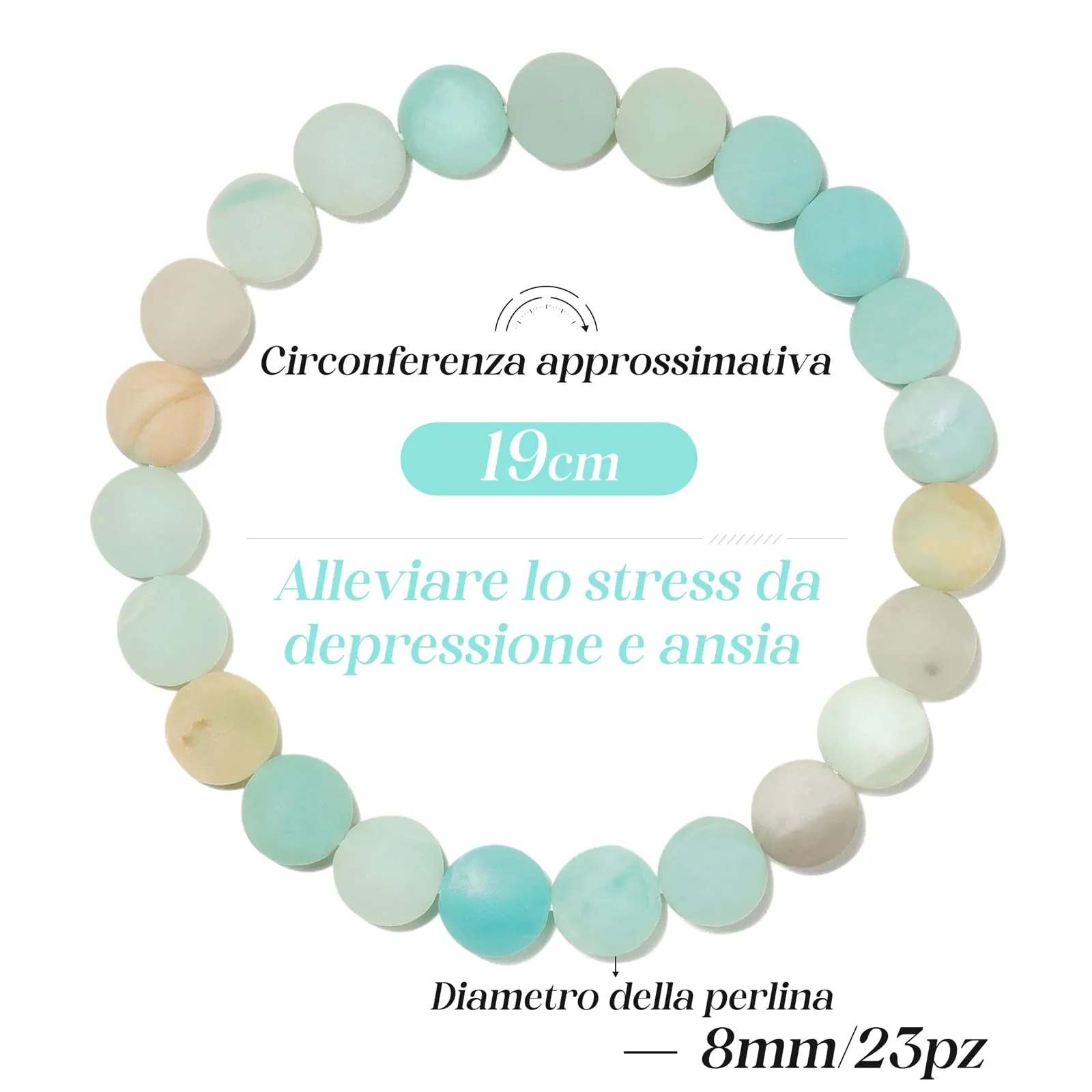 Landorilo Bracciale in Pietre Naturali Scrub Amazzonite per Donna e Uomo, 19 cm - immagine 4