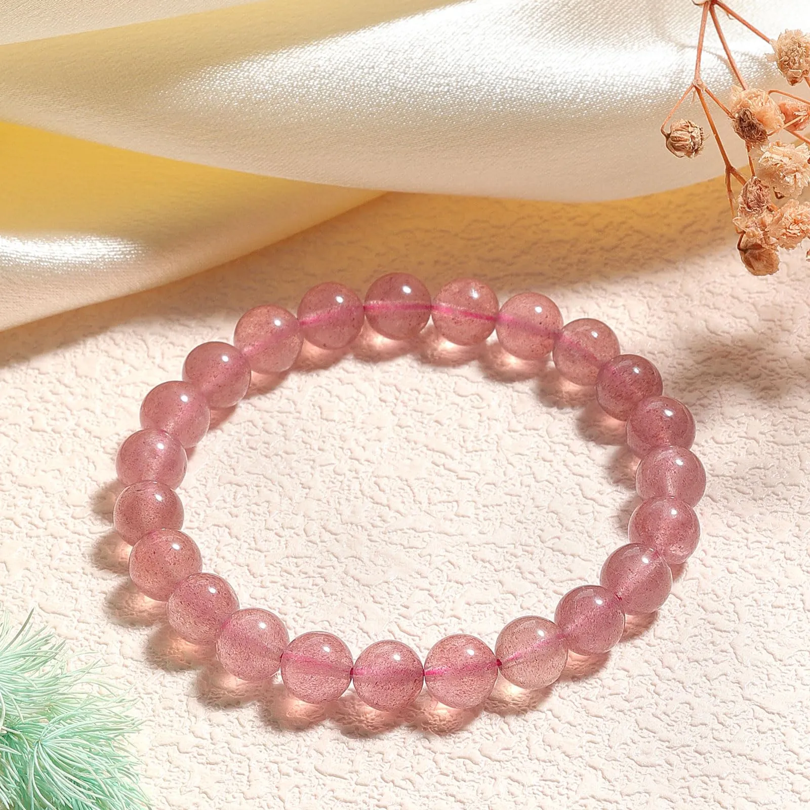 Landorilo Bracciale in Pietre Naturali Cristallo Rosa, 19 cm - immagine 3
