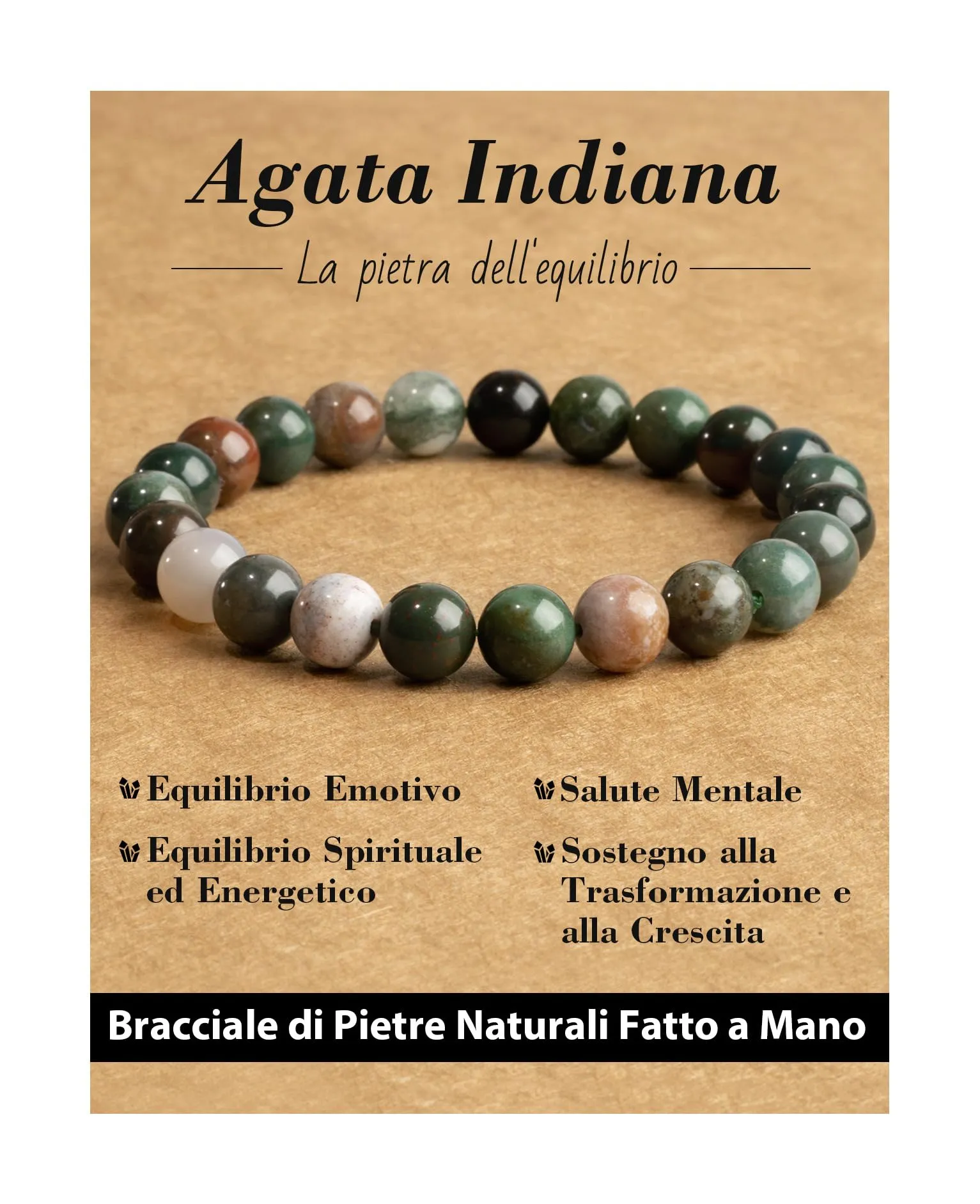Landorilo Bracciale in Agata Indiana per Donna Uomo - immagine 1