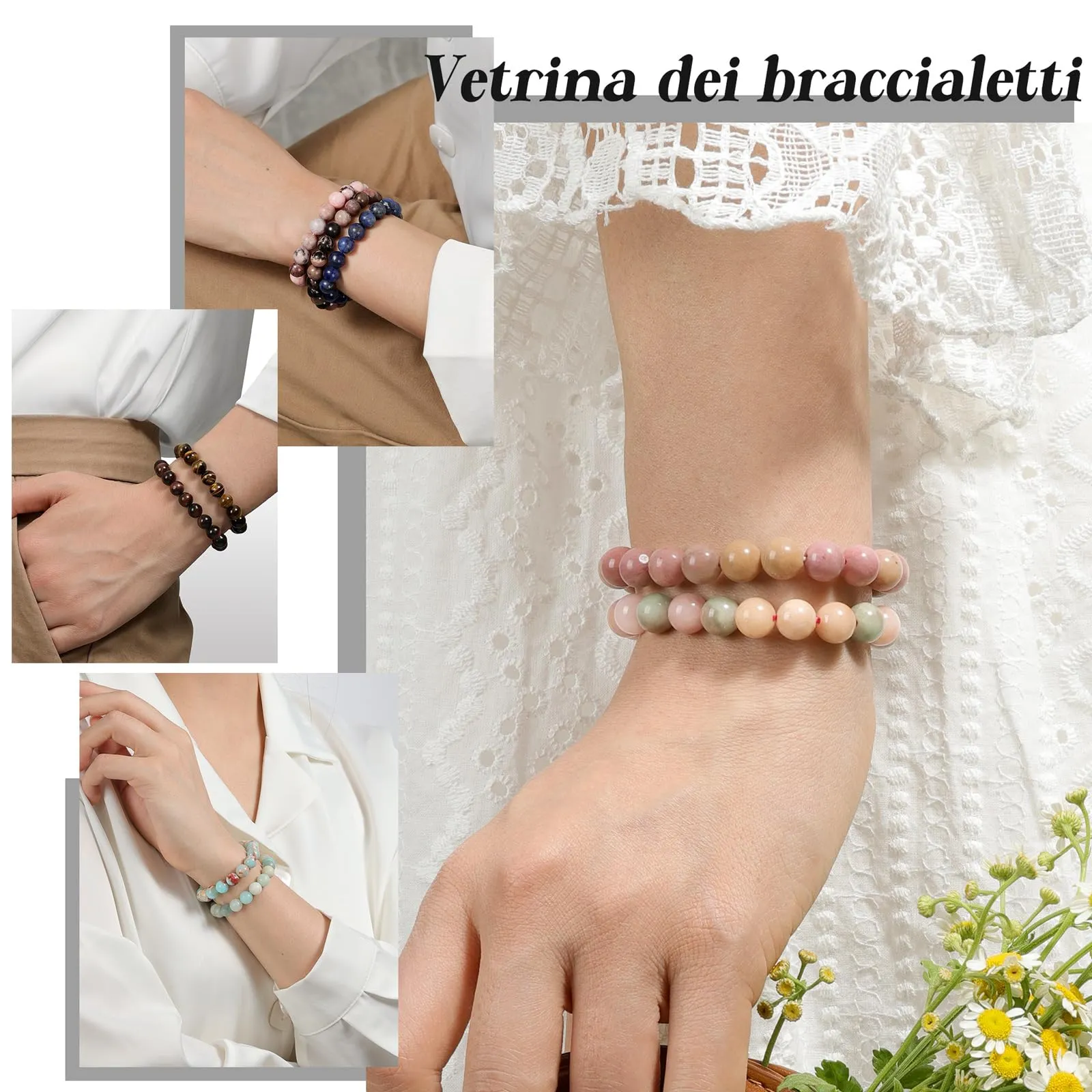 Landorilo Bracciale in Agata Indiana per Donna Uomo - immagine 6