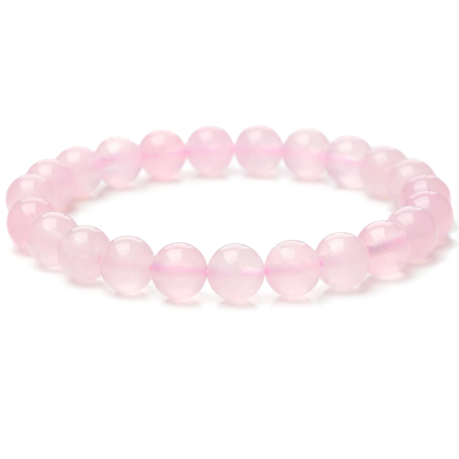 Landorilo Bracciale in Pietre Naturali Quarzo Rosa del Madagascar per Donna Uomo, 19 cm - immagine 1