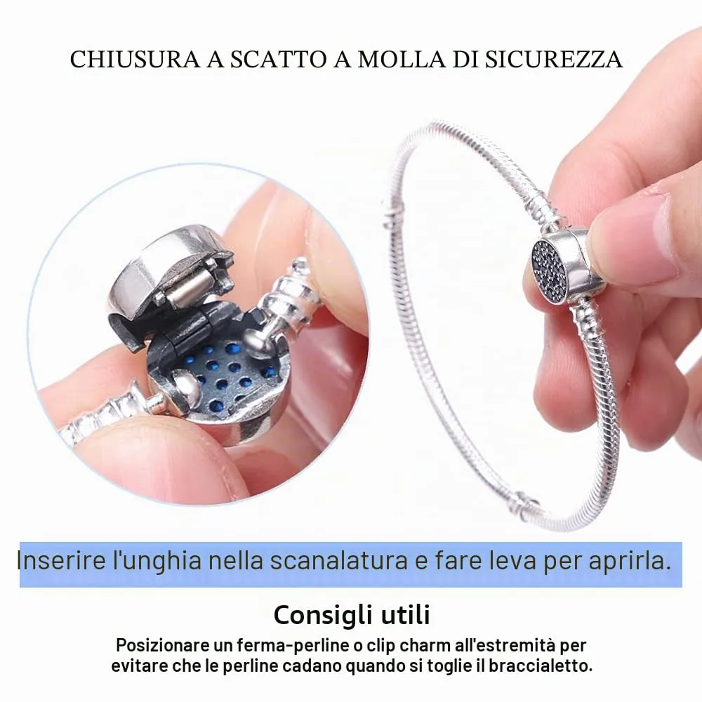 KUNSIR Moments Bracciale Snake in Argento Sterling 925 per Ciondoli Compatibile con Pandora, 18cm - immagine 2