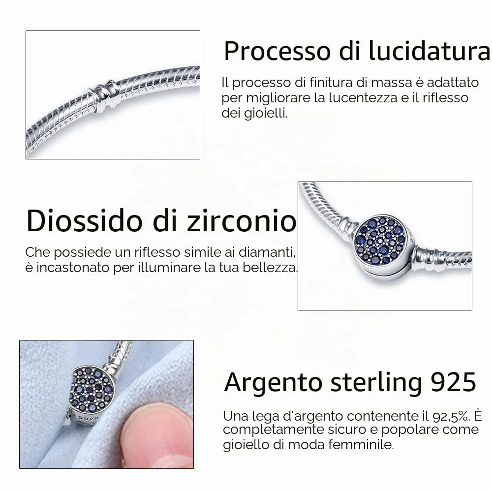 KUNSIR Moments Bracciale Snake in Argento Sterling 925 per Ciondoli Compatibile con Pandora, 18cm - immagine 3