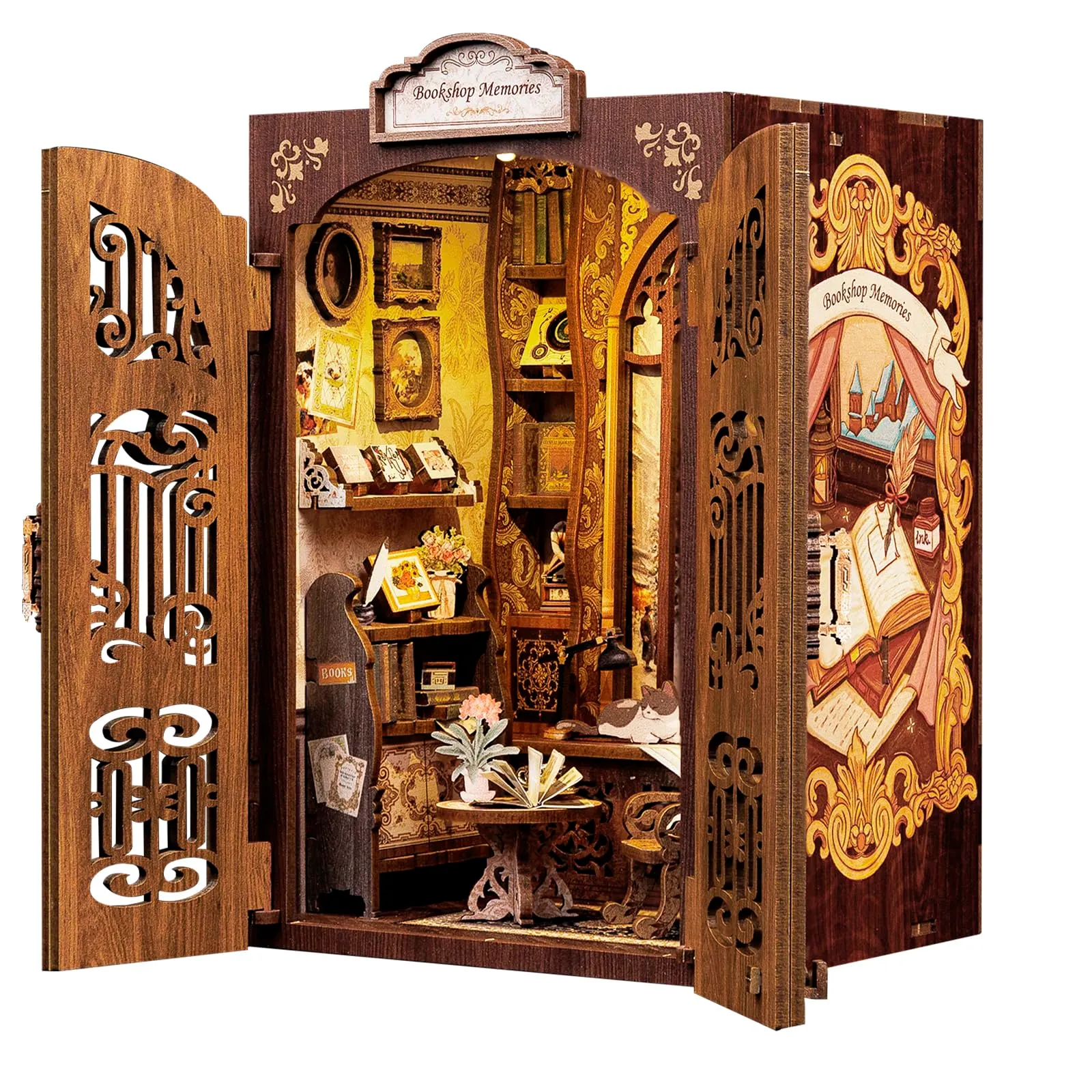 CUTEBEE Book Nook Kit Bookshop Memories, Casa delle Bambole in Miniatura con Luce LED e Protezione Antipolvere - immagine 1