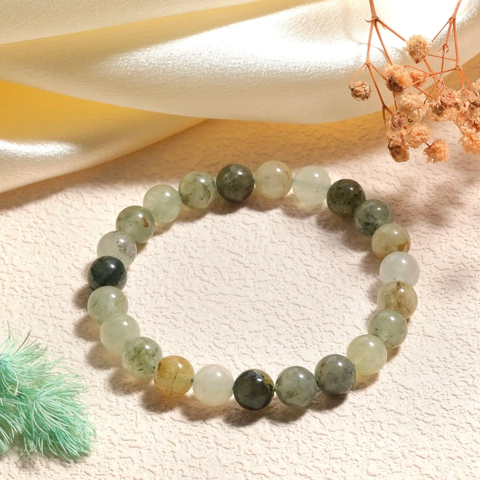 Landorilo Bracciale in Pietre Naturali Specchio Verde, 19 cm - immagine 3