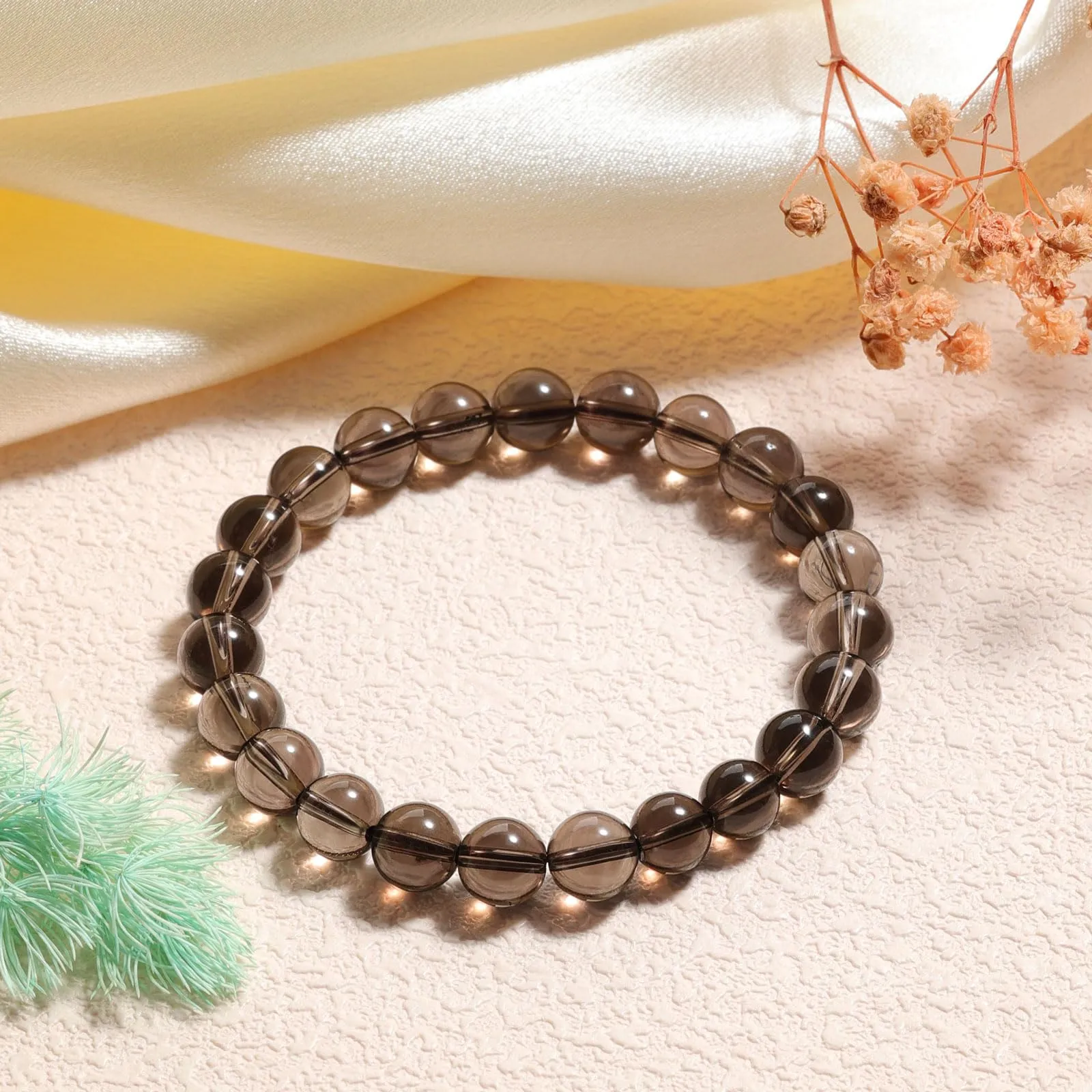 Landorilo Bracciale in Pietre Naturali Quarzo Fumé per Donna e Uomo - immagine 3