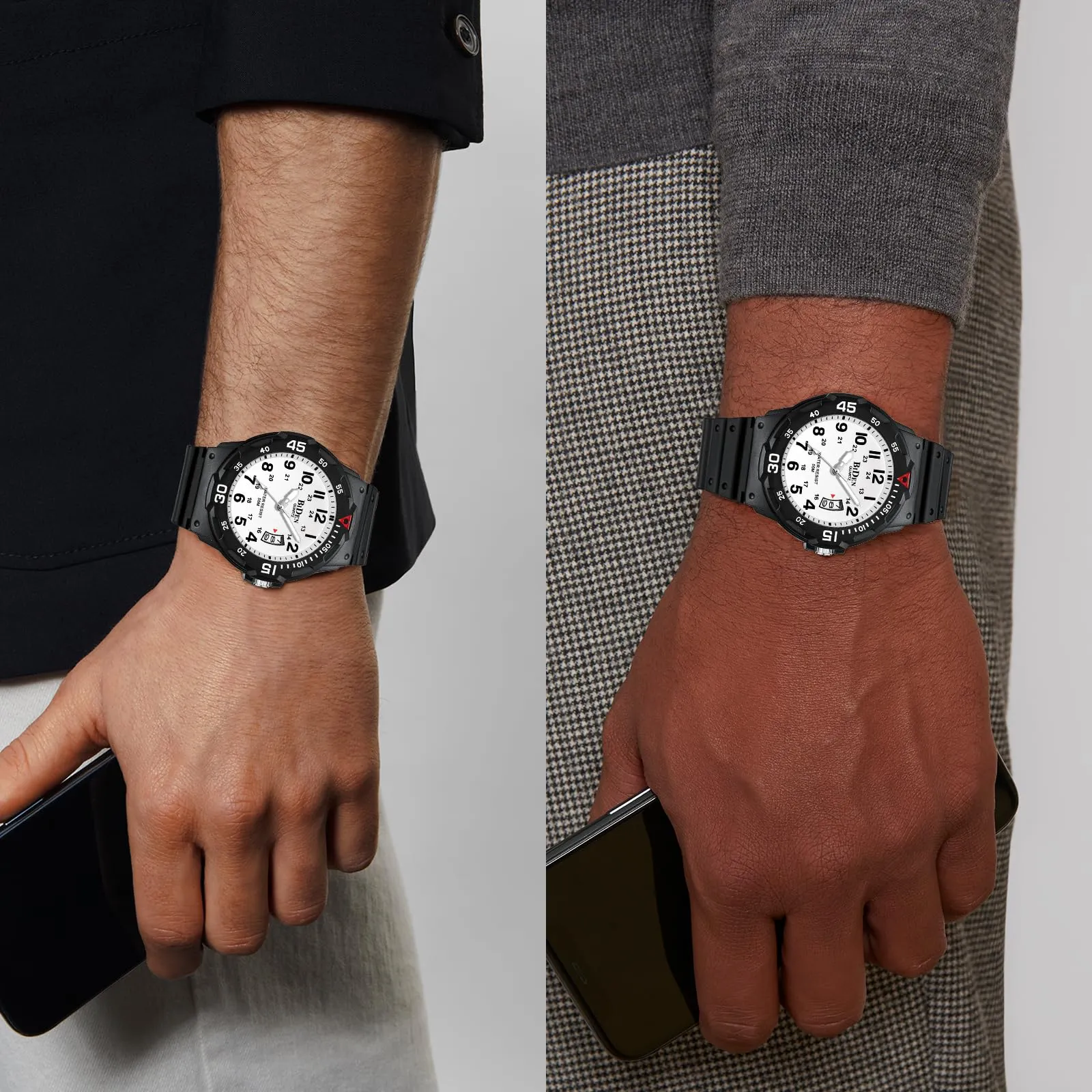 HANPOSH Orologio Uomo Analogico Quarzo Impermeabile con Data e Luminosa R009 - immagine 6