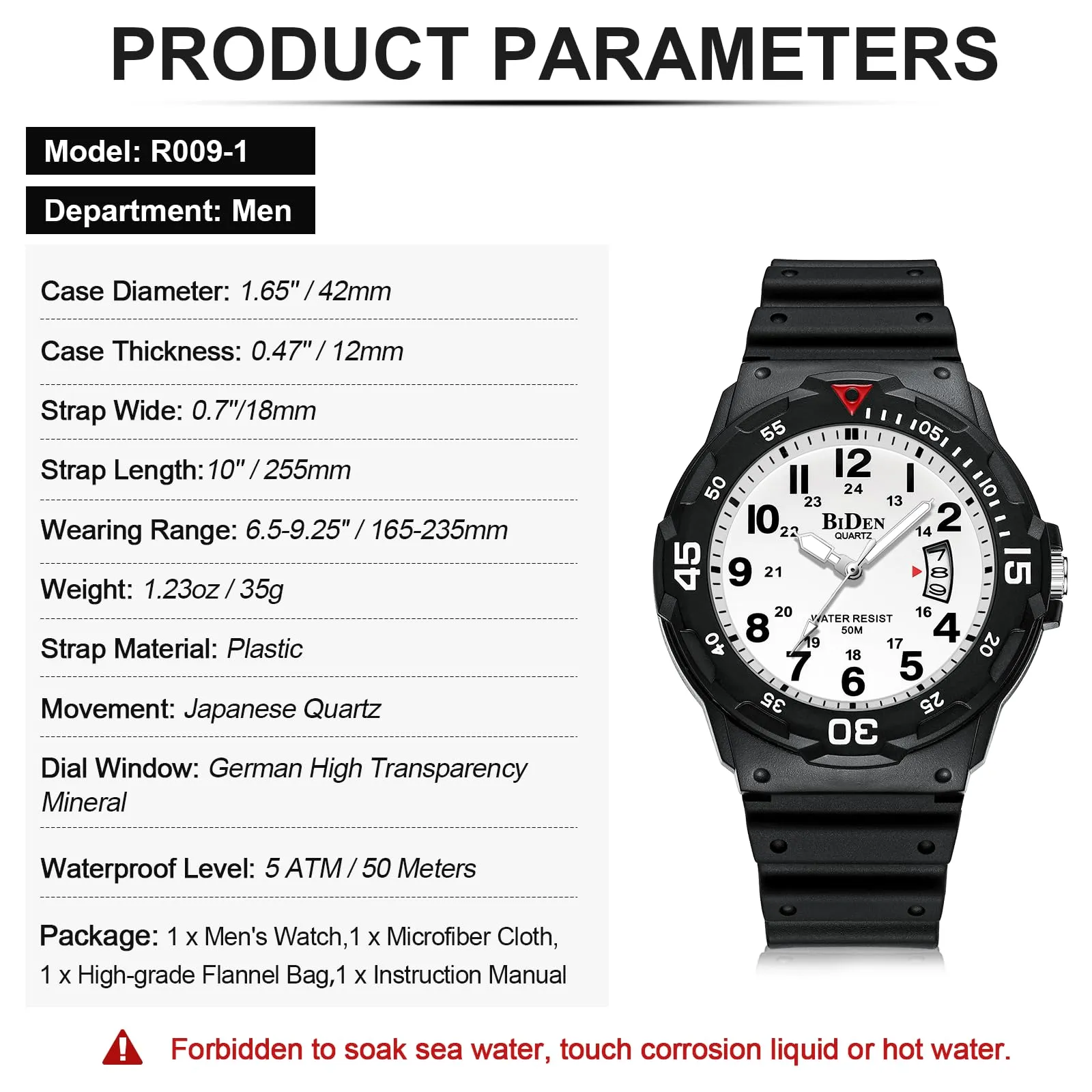 HANPOSH Orologio Uomo Analogico Quarzo Impermeabile con Data e Luminosa R009 - immagine 8