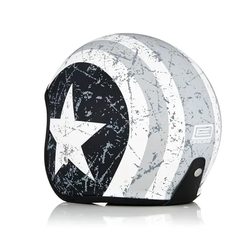 ORIGINE Casco Moto Jet Scooter con Visiera ECE 22-06 Rebel Star Grey, M - immagine 3