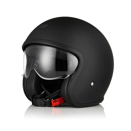 ORIGINE Casco Moto Jet per Scooter con Visiera, ECE 22-06, Solid Matt Black, M - immagine 1