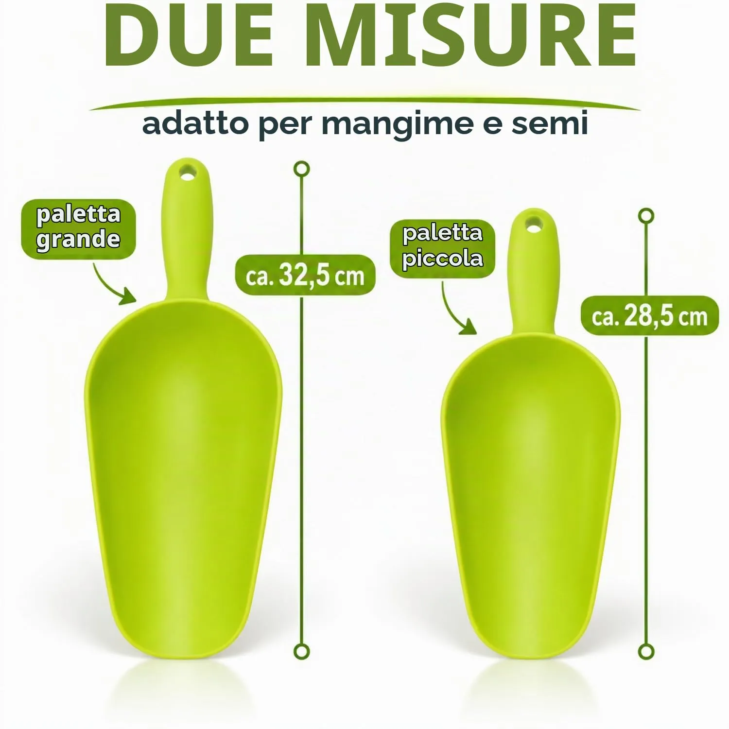 com-four Paletta per alimenti per animali, 28,5 cm e 32,5 cm, 2 pezzi, Verde - immagine 3