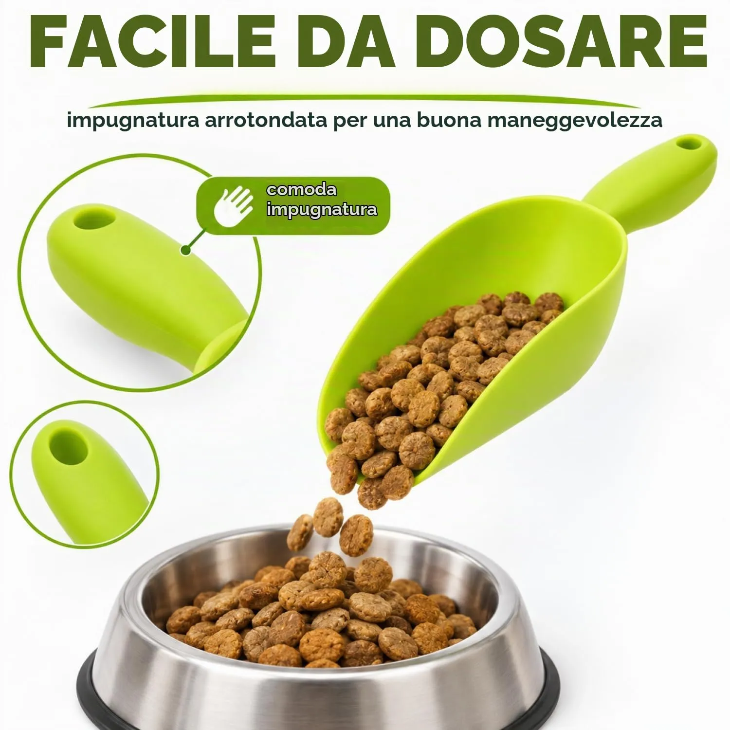 com-four Paletta per alimenti per animali, 28,5 cm e 32,5 cm, 2 pezzi, Verde - immagine 5