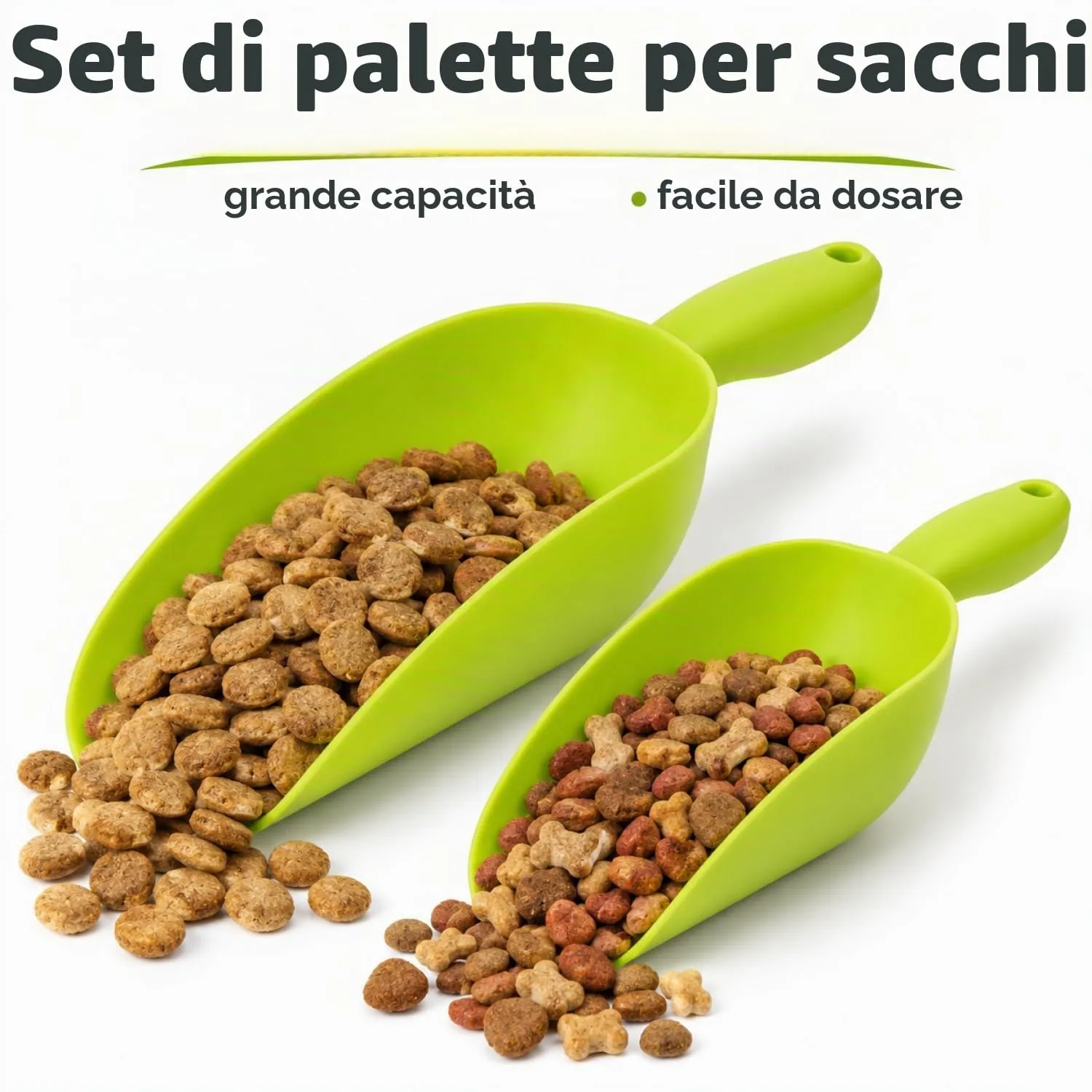 com-four Paletta per alimenti per animali, 28,5 cm e 32,5 cm, 2 pezzi, Verde - immagine 7