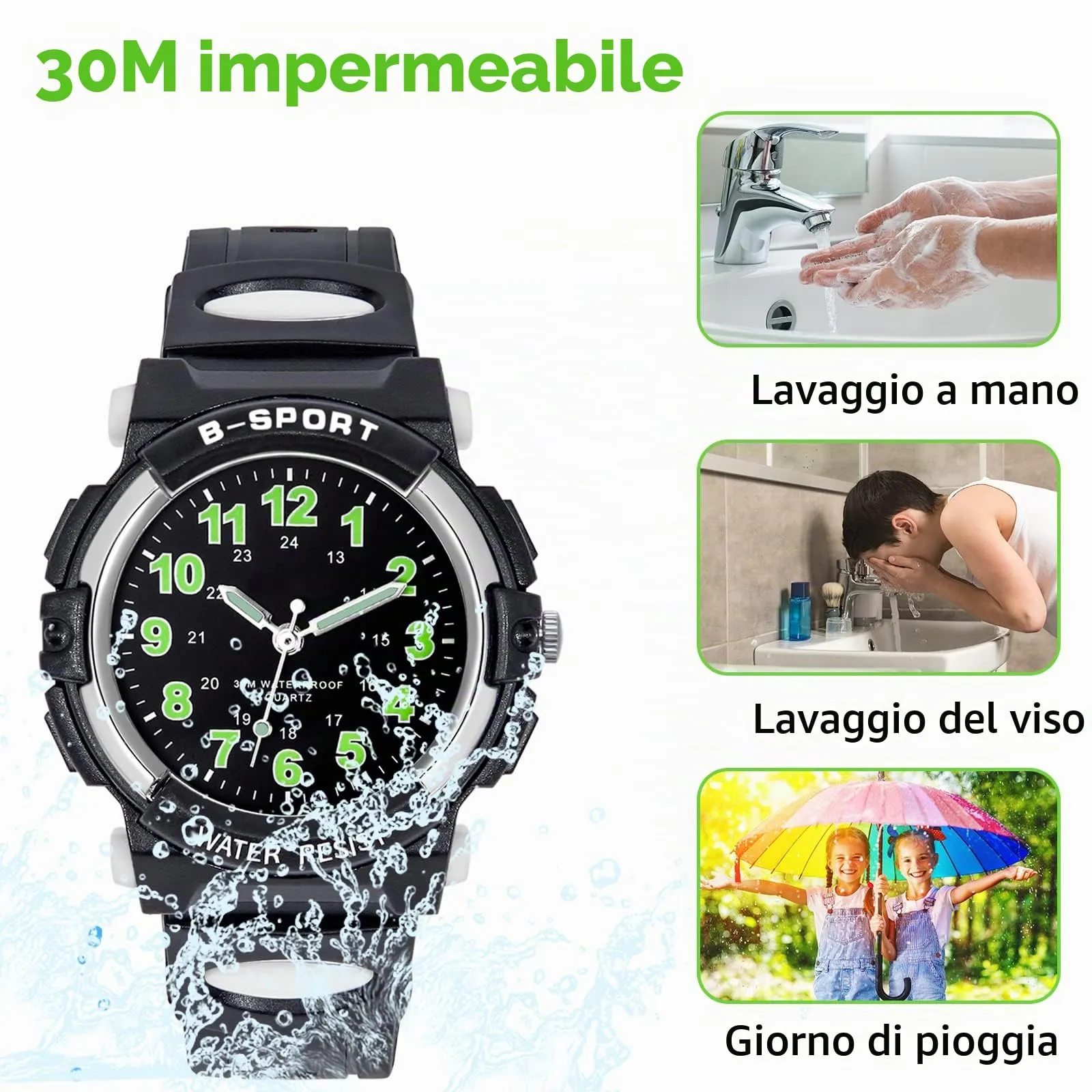 GUUMUXIN Orologio Analogico per Bambini, Impermeabile 30M, 4-12 Anni - immagine 3