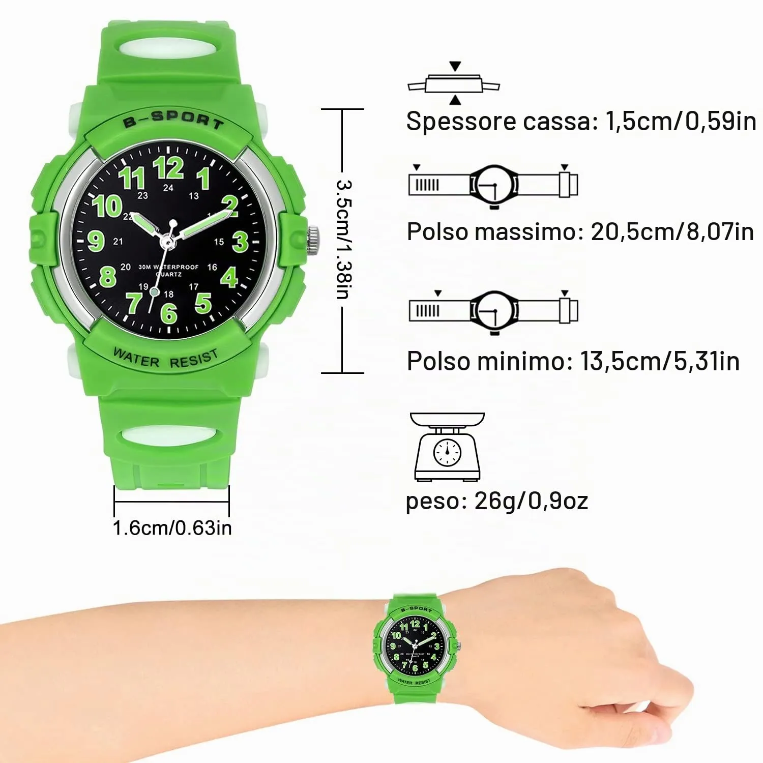 GUUMUXIN Orologio Analogico Bambini, Impermeabile 30M, 4-12 Anni - immagine 4