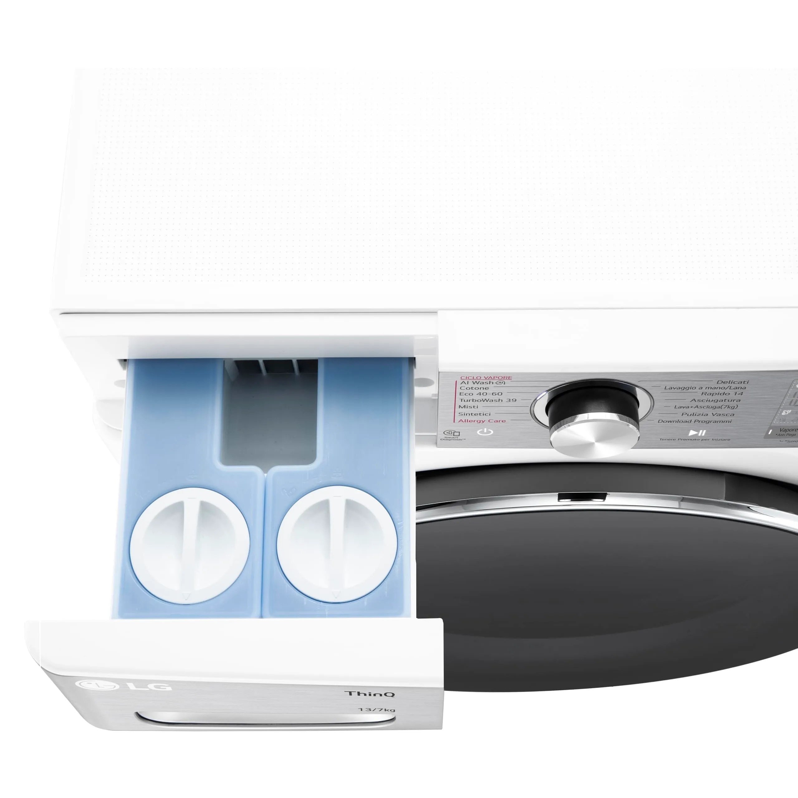 LG D4R9513TPWC Lavasciuga 13/7kg Serie R9 Classe D 1400 Giri TurboWash 360 Steam+ Autodosaggio Wi-Fi Bianca - immagine 3