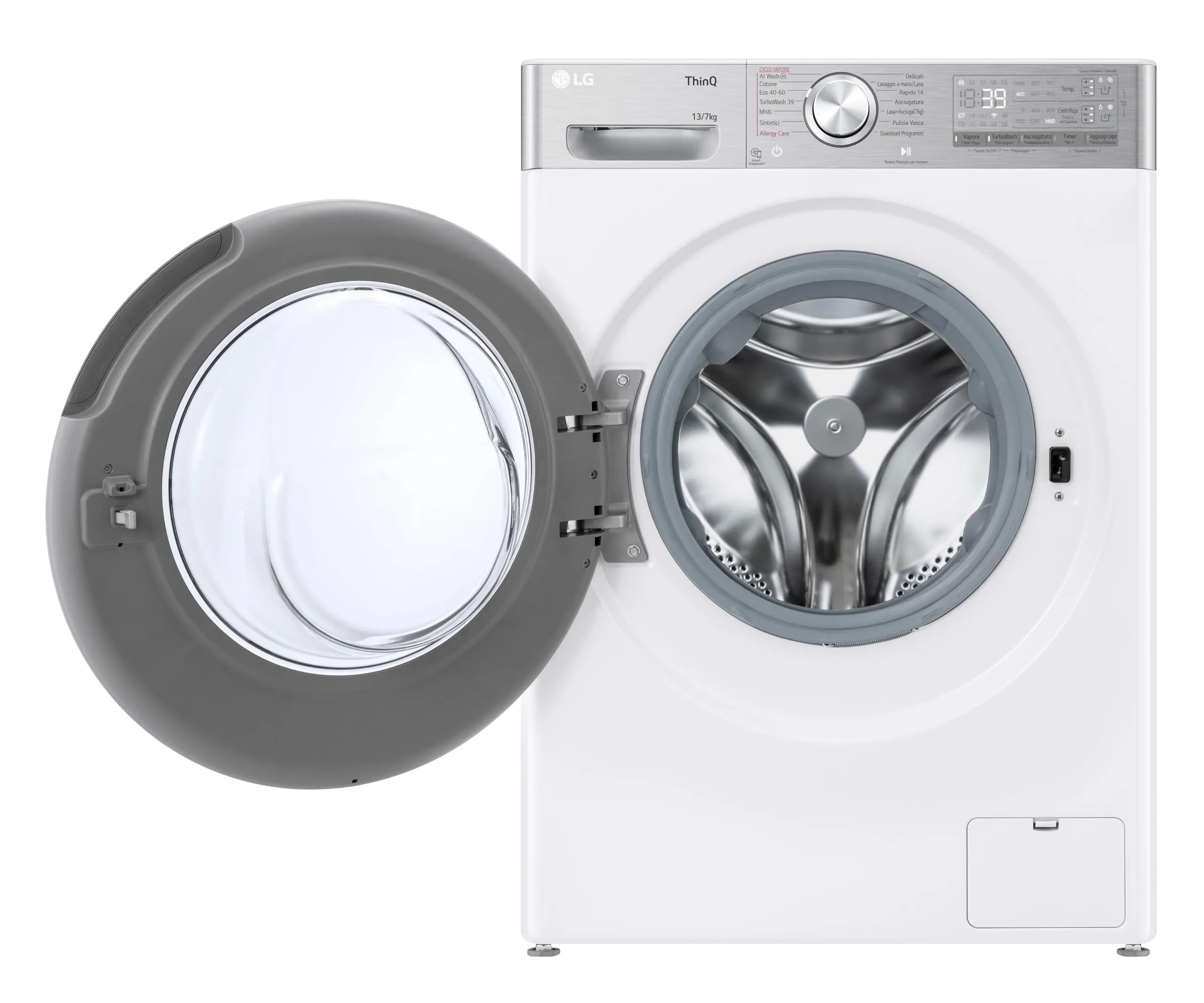 LG D4R9513TPWC Lavasciuga 13/7kg Serie R9 Classe D 1400 Giri TurboWash 360 Steam+ Autodosaggio Wi-Fi Bianca - immagine 4