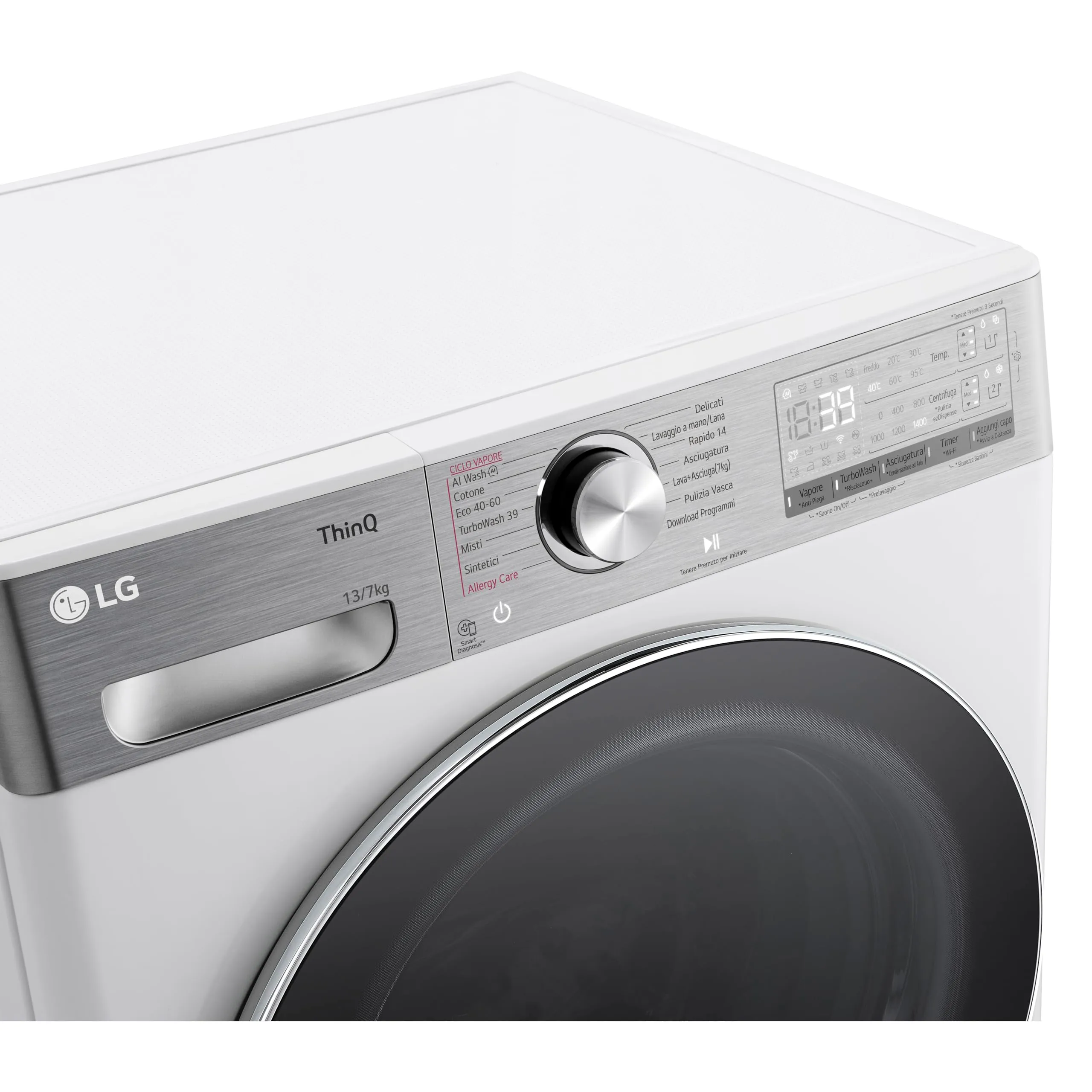LG D4R9513TPWC Lavasciuga 13/7kg Serie R9 Classe D 1400 Giri TurboWash 360 Steam+ Autodosaggio Wi-Fi Bianca - immagine 5