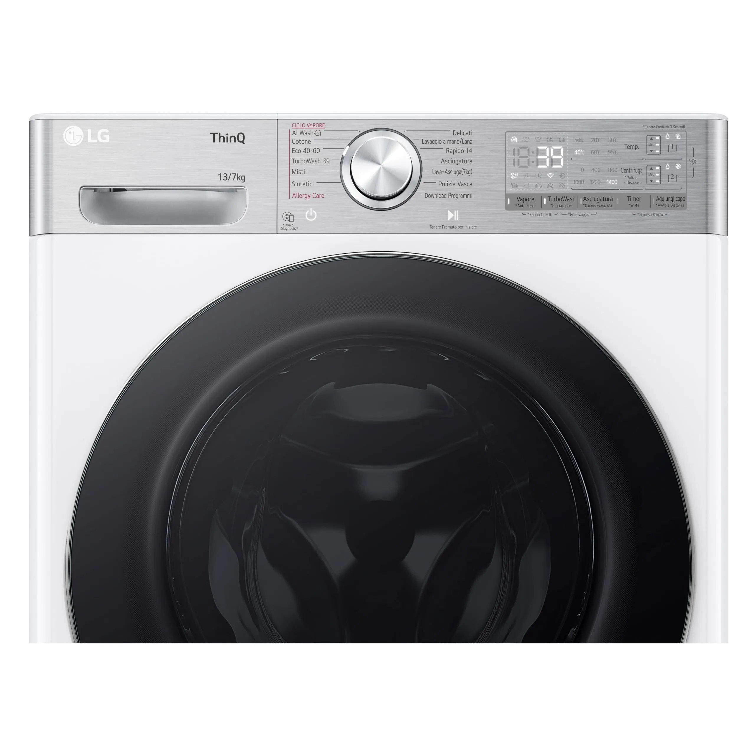 LG D4R9513TPWC Lavasciuga 13/7kg Serie R9 Classe D 1400 Giri TurboWash 360 Steam+ Autodosaggio Wi-Fi Bianca - immagine 8
