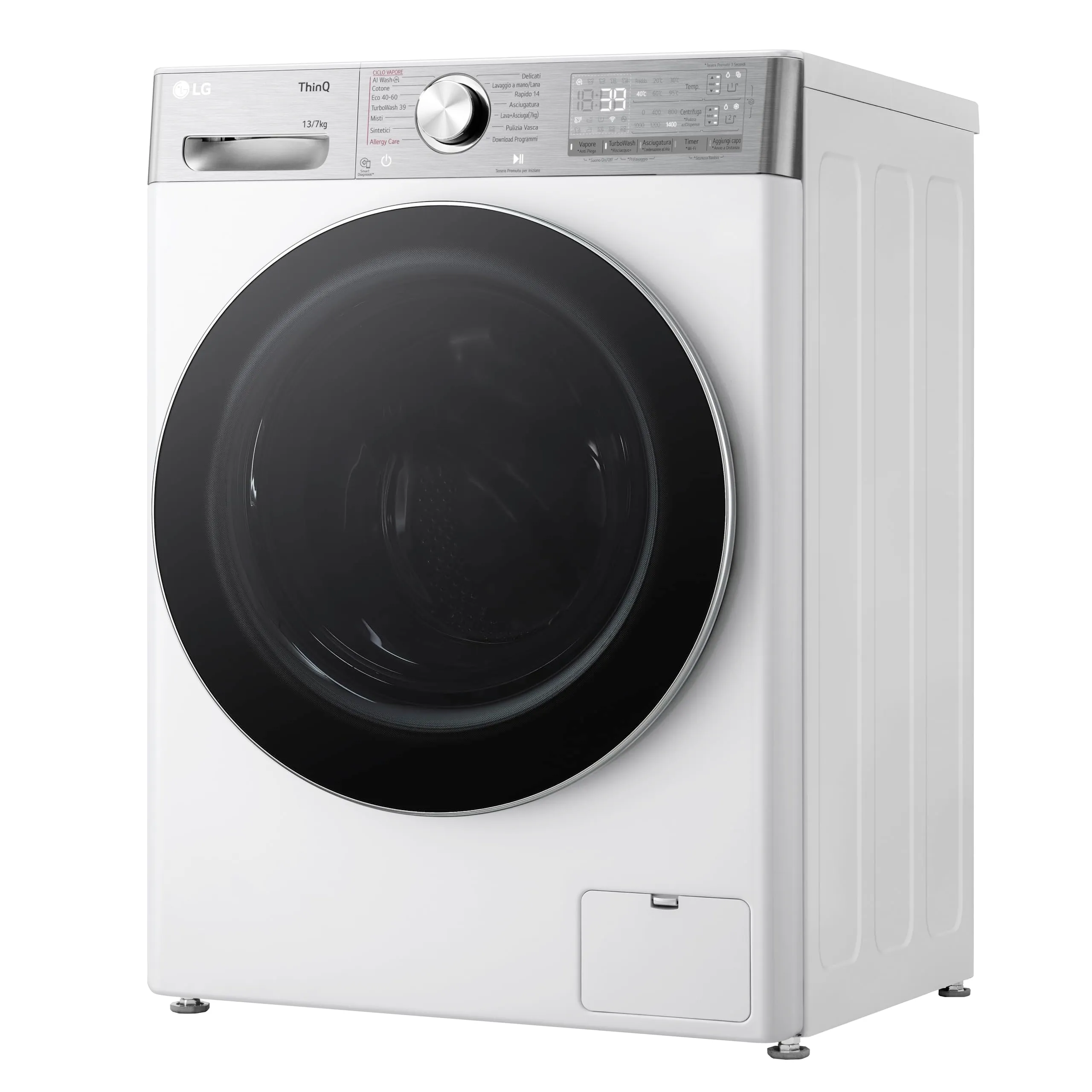 LG D4R9513TPWC Lavasciuga 13/7kg Serie R9 Classe D 1400 Giri TurboWash 360 Steam+ Autodosaggio Wi-Fi Bianca - immagine 12