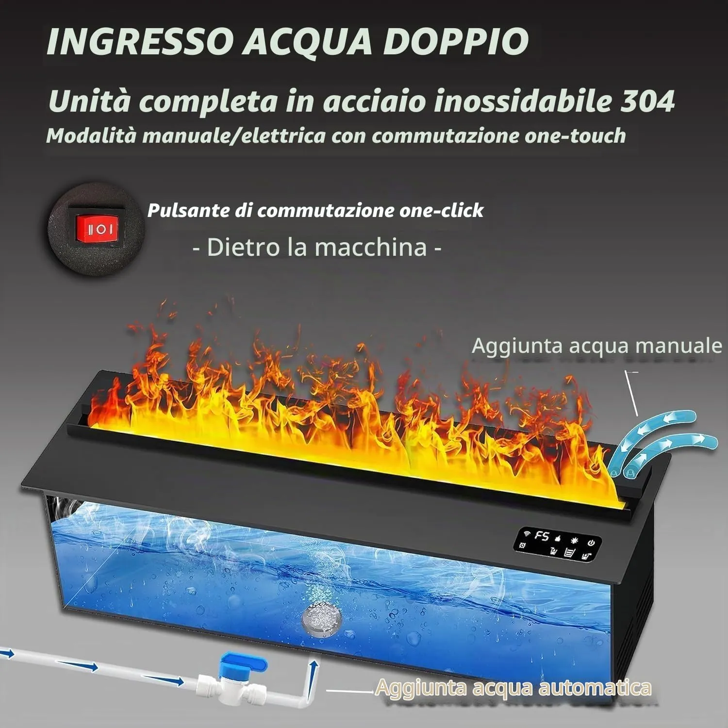 Mexhom Camino a Vapore d'Acqua, 9 Colori Fiamma, Senza Calore, 180cm - immagine 4