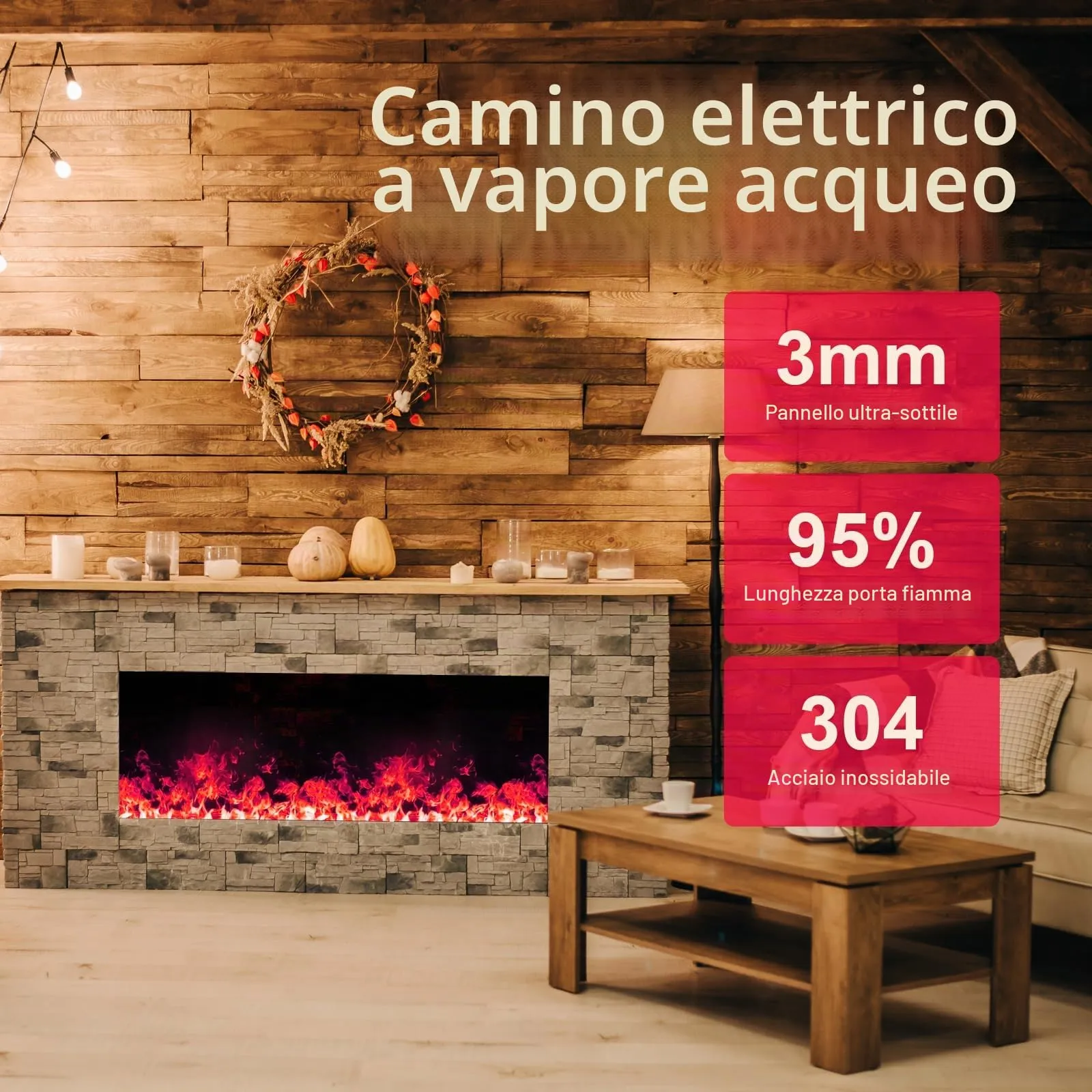 Mexhom Camino a Vapore d'Acqua, 9 Colori Fiamma, Senza Calore, 180cm - immagine 5