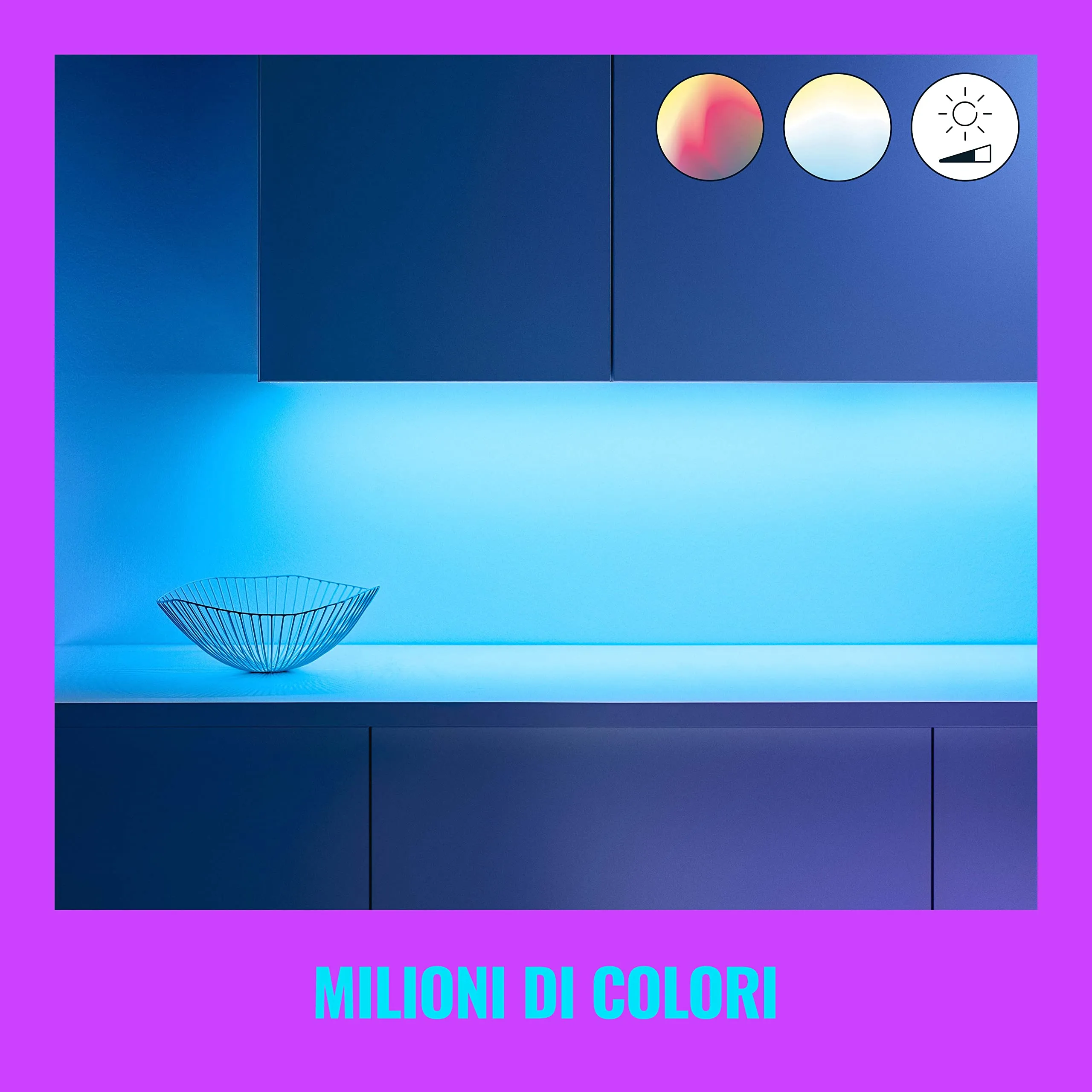 WiZ Striscia LED WiFi, Luce Bianca e Colorata Dimmerabile, 2m, 20W, Tecnologia SpaceSense - immagine 4